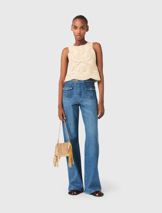 Maje Sleeveless crochet-knit top