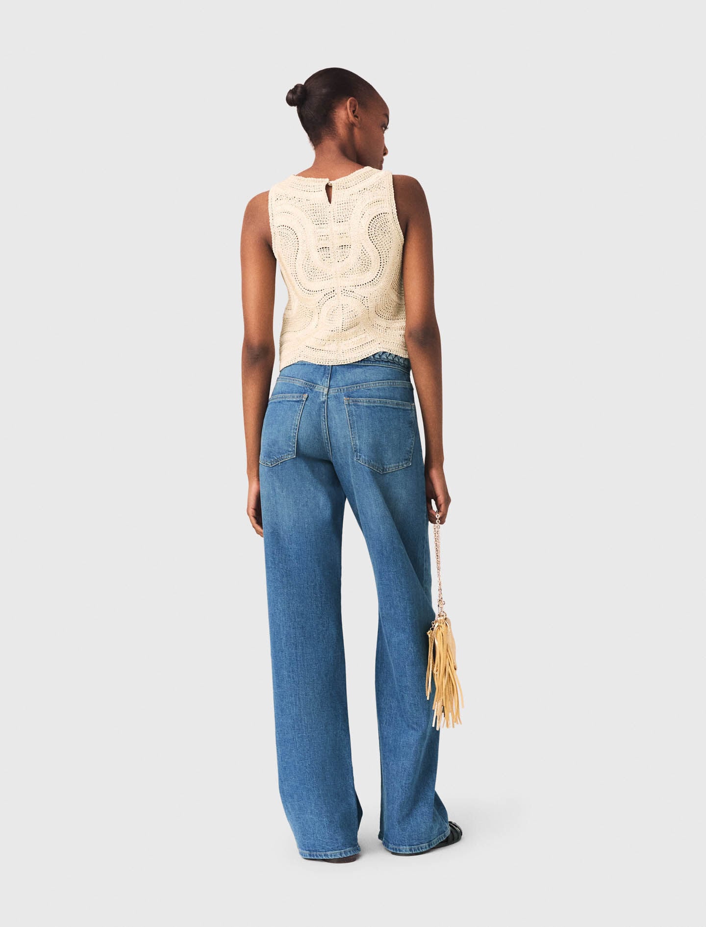 Maje Sleeveless crochet-knit top