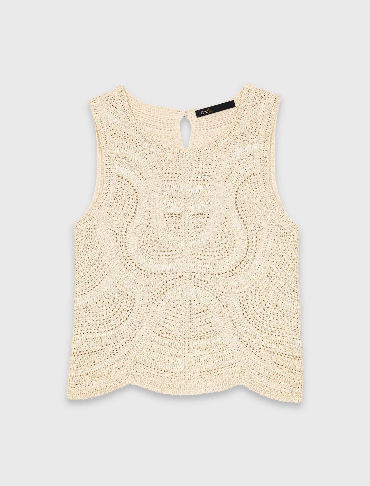 Maje Sleeveless crochet-knit top