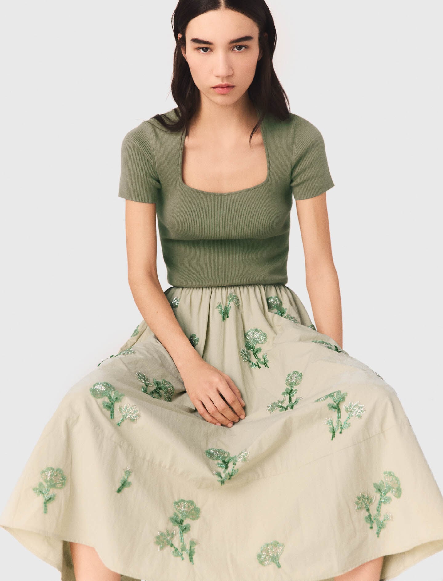 Maje Beaded technical skirt