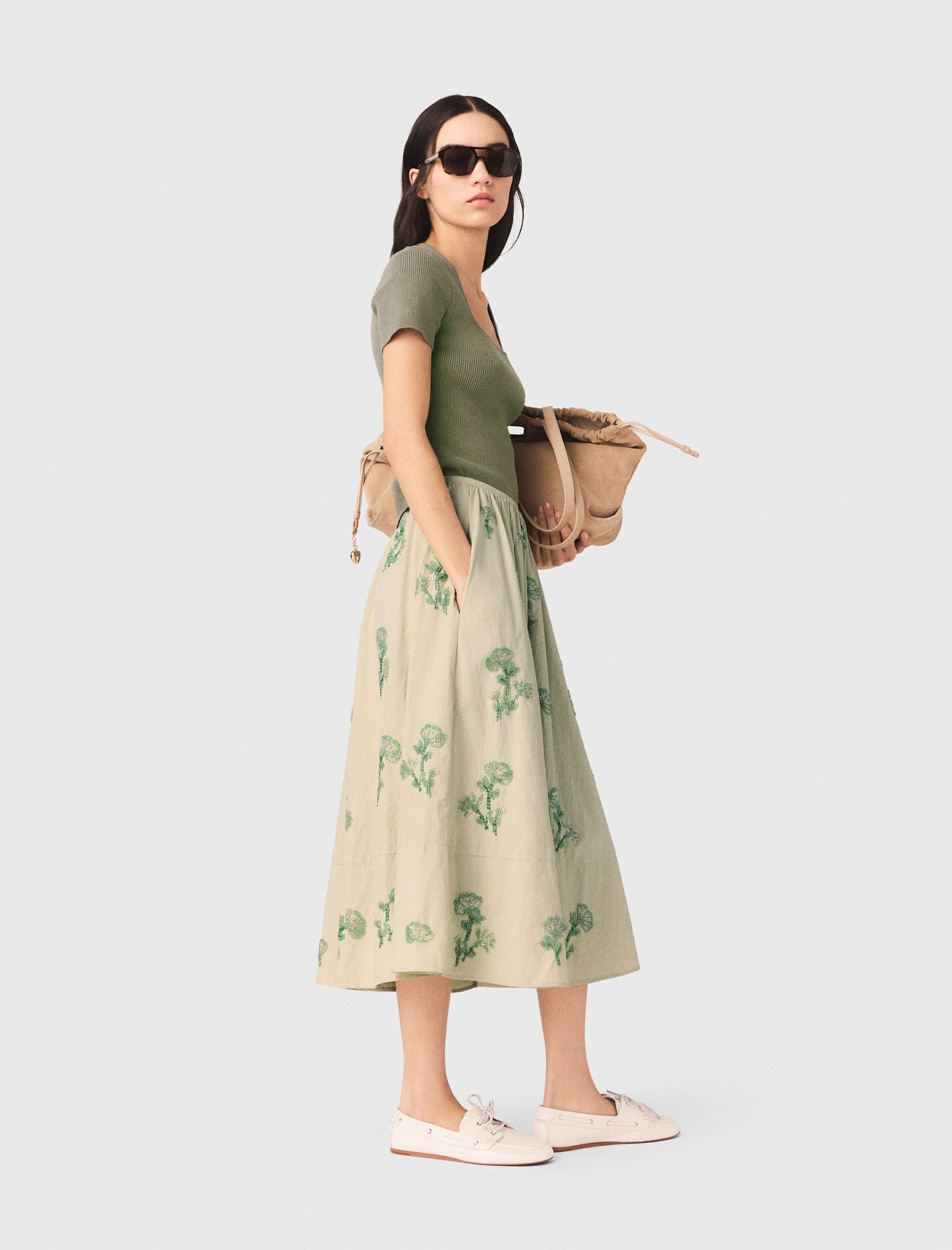 Maje Beaded technical skirt