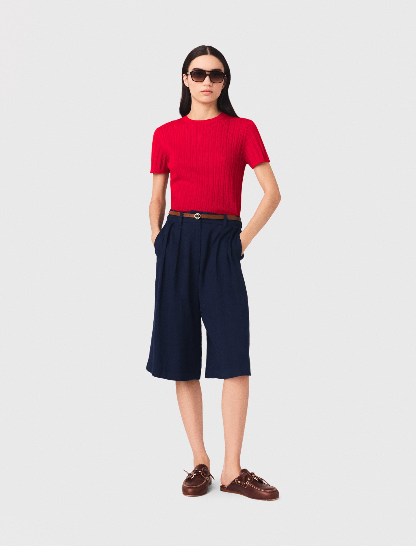 Maje Linen-blend Bermuda shorts