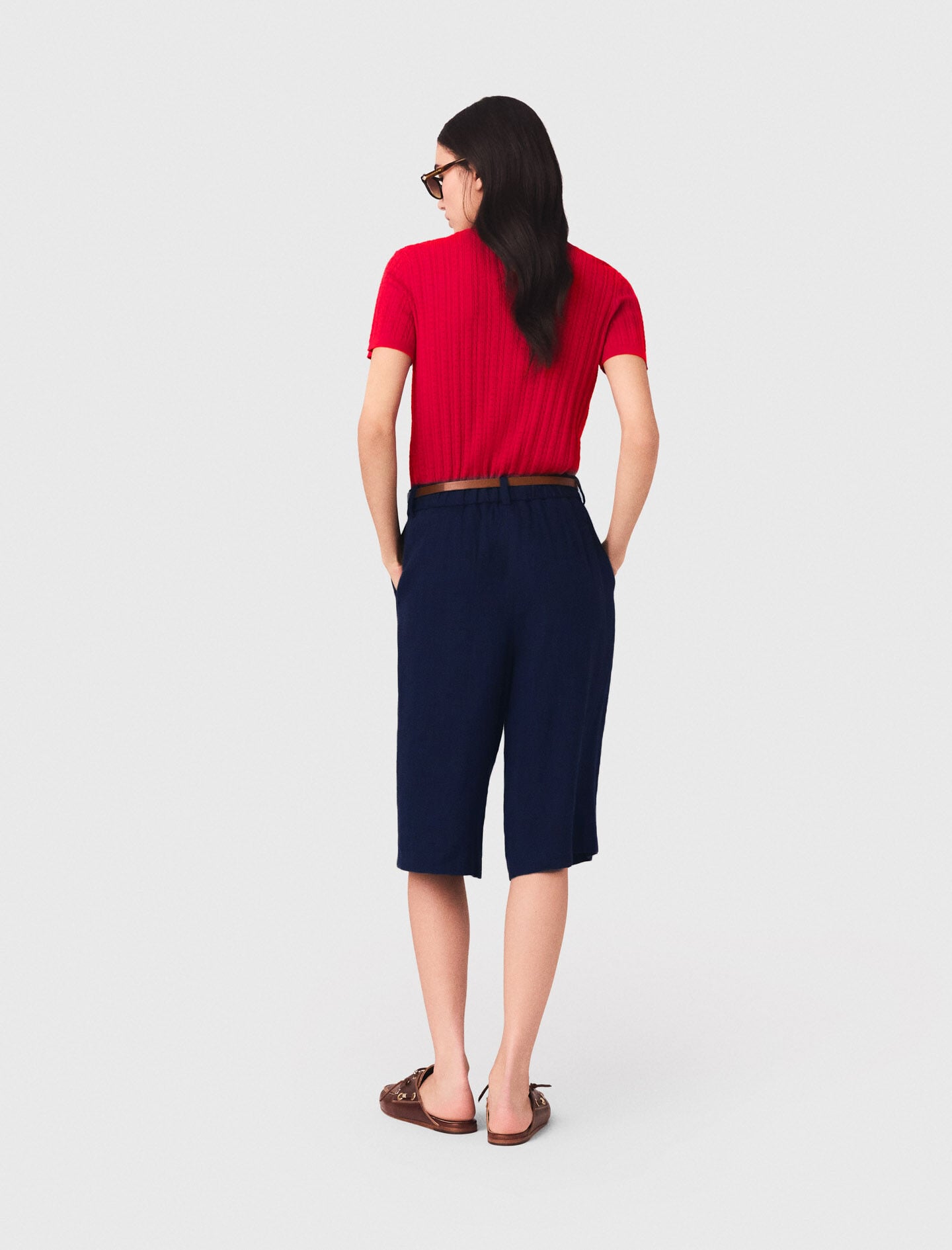 Maje Linen-blend Bermuda shorts