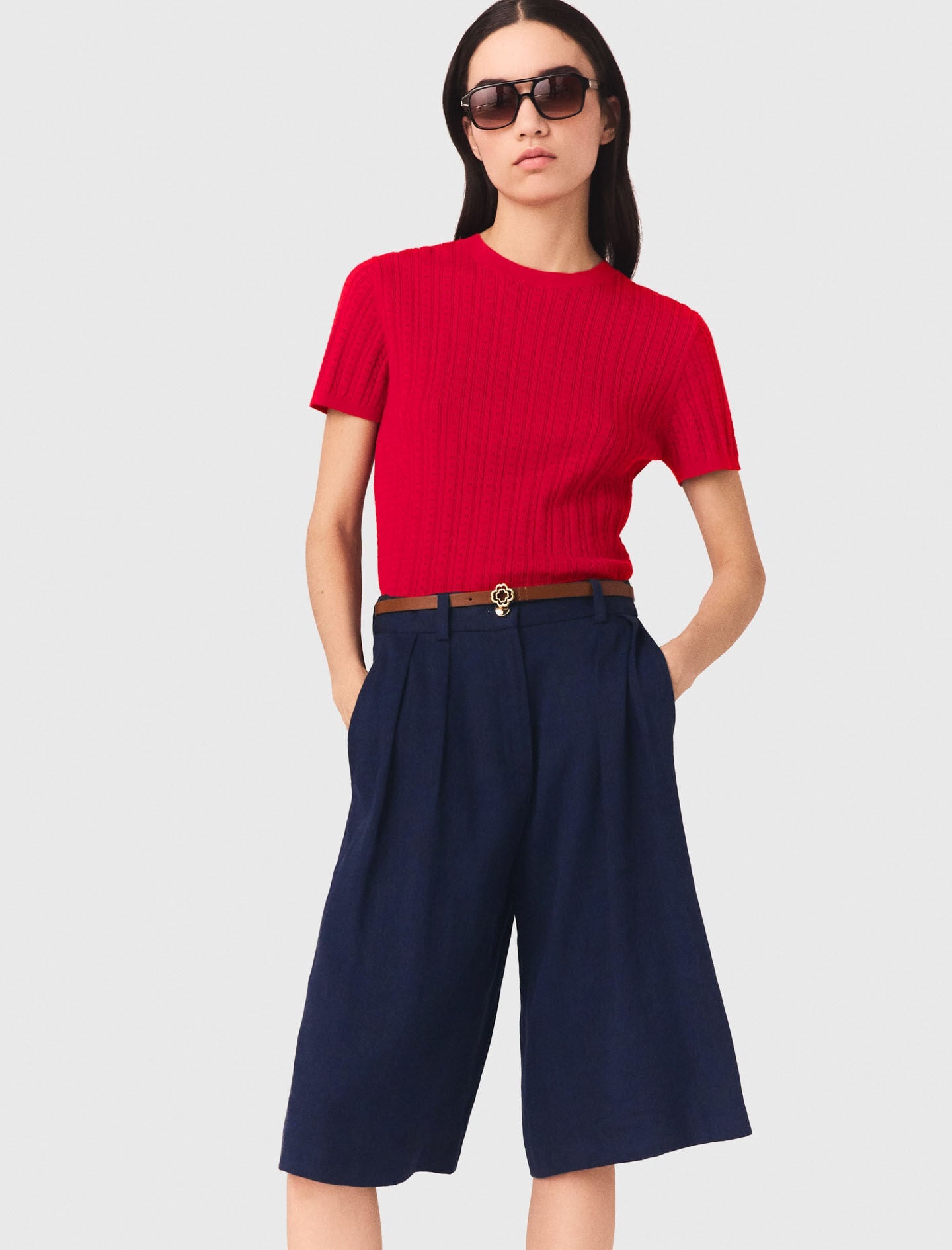 Maje Linen-blend Bermuda shorts