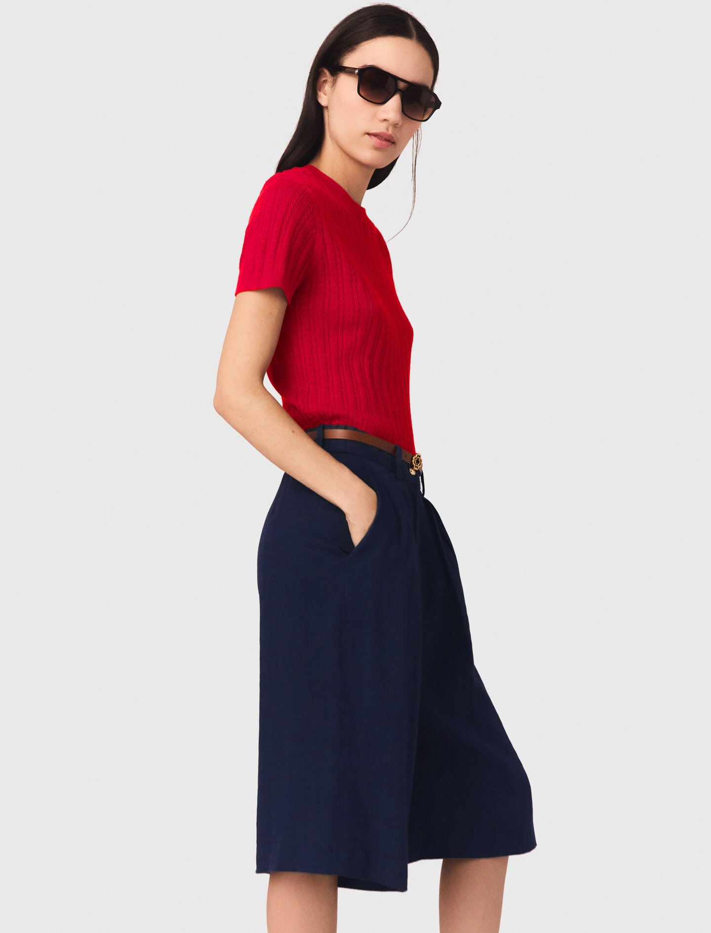 Maje Linen-blend Bermuda shorts
