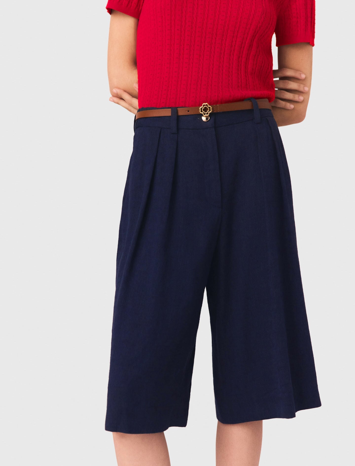 Maje Linen-blend Bermuda shorts