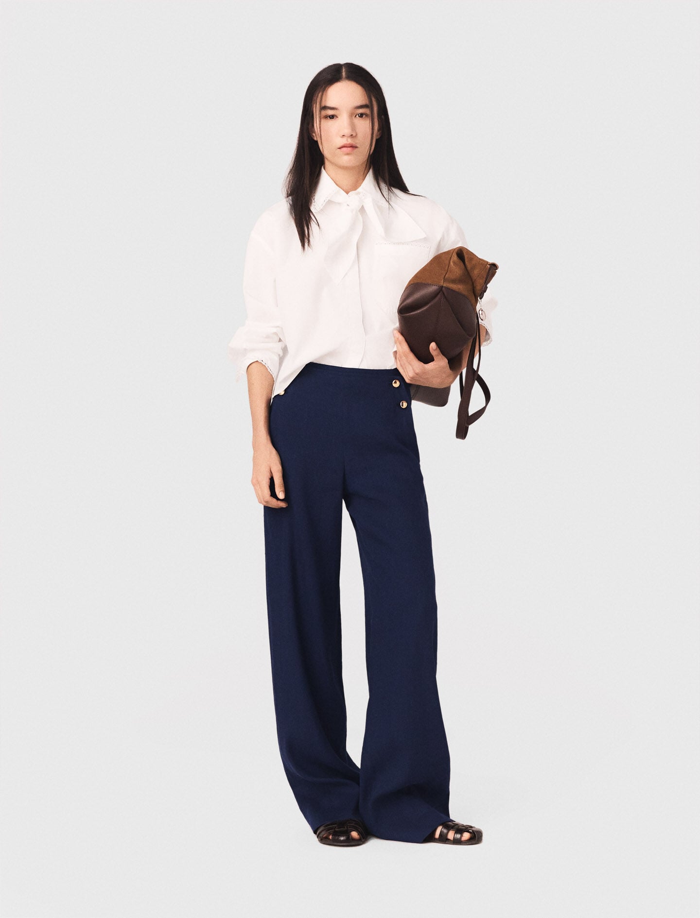 Maje Linen-blend sailor trousers