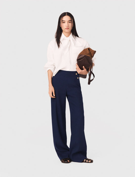 Maje Linen-blend sailor trousers