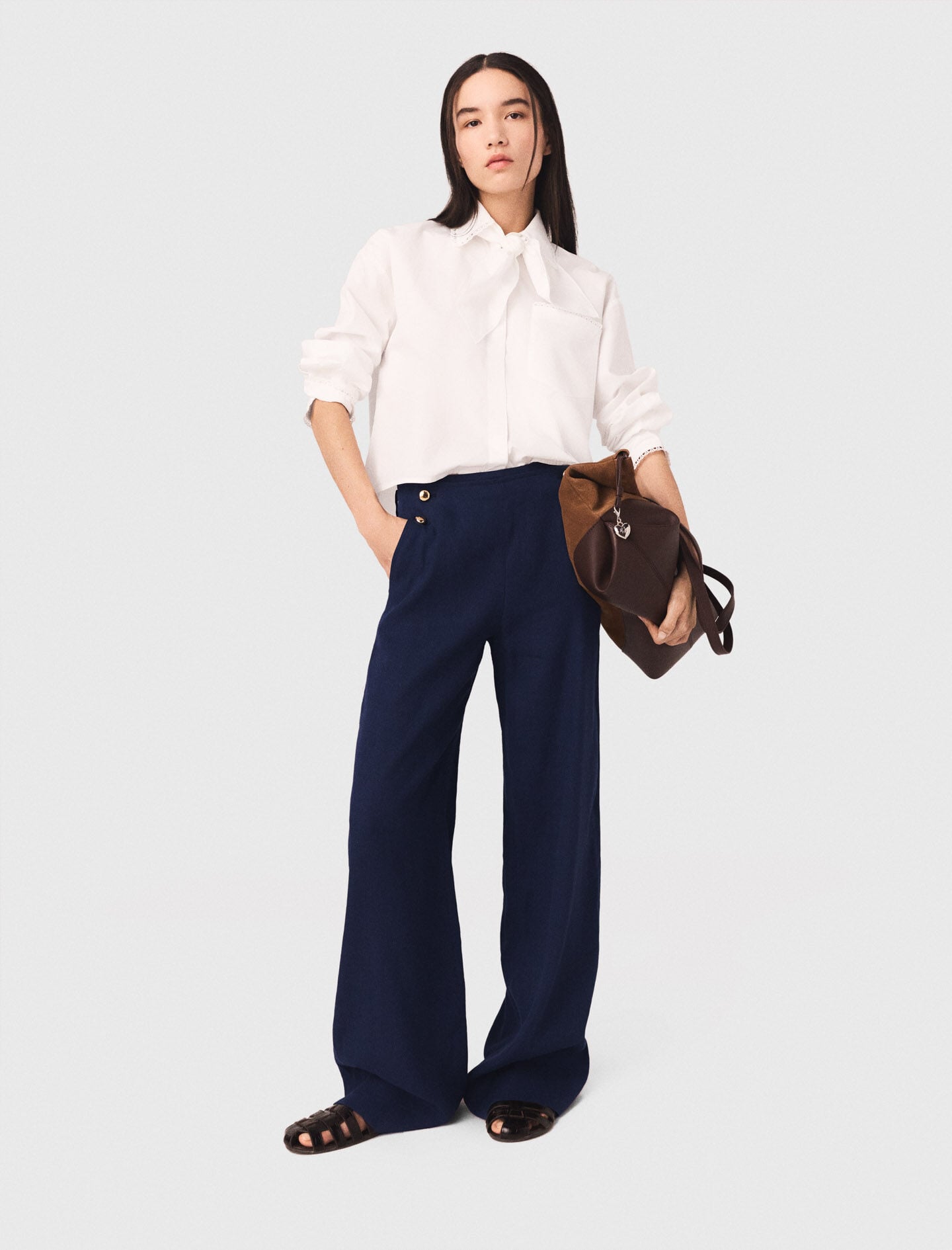 Maje Linen-blend sailor trousers