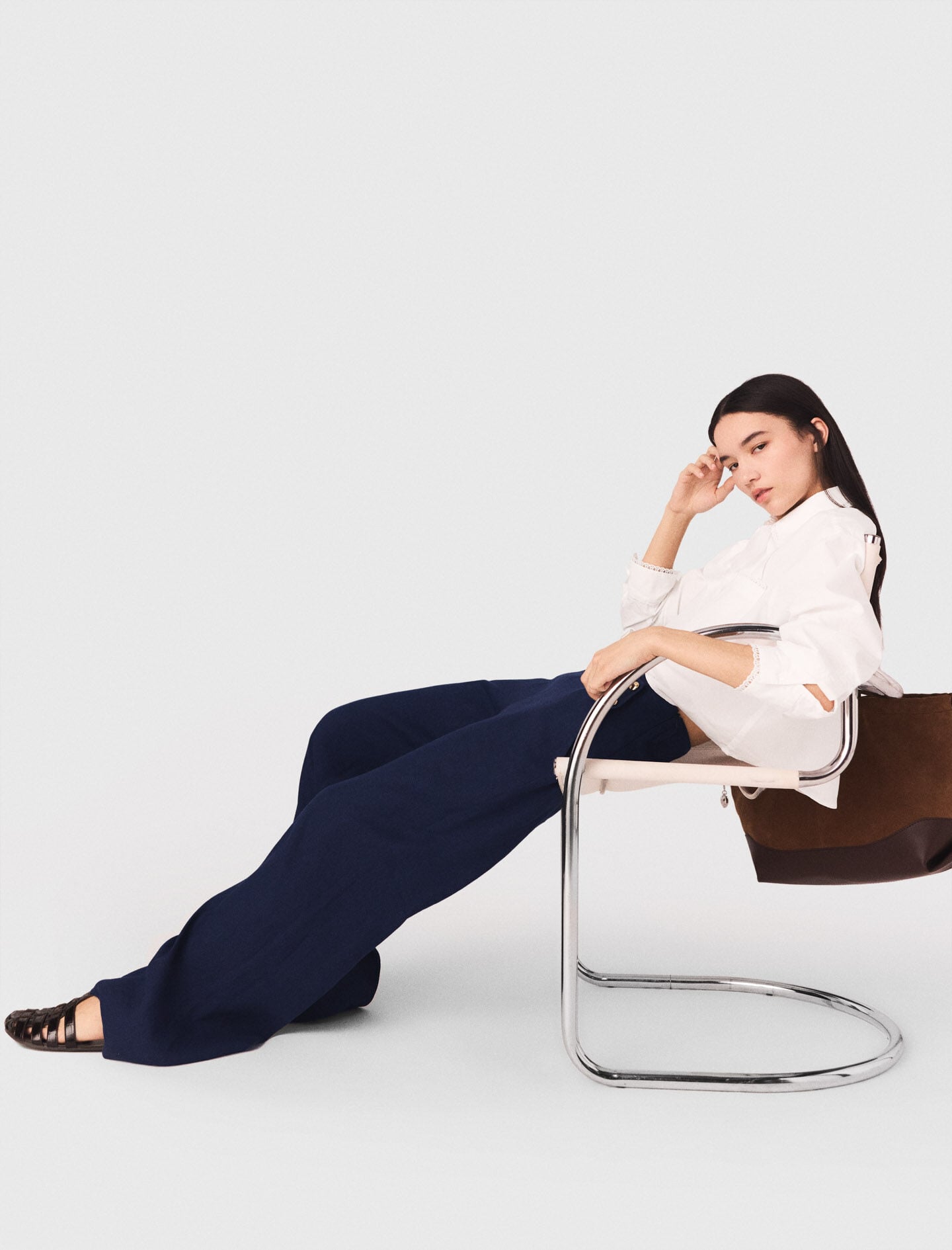 Maje Linen-blend sailor trousers