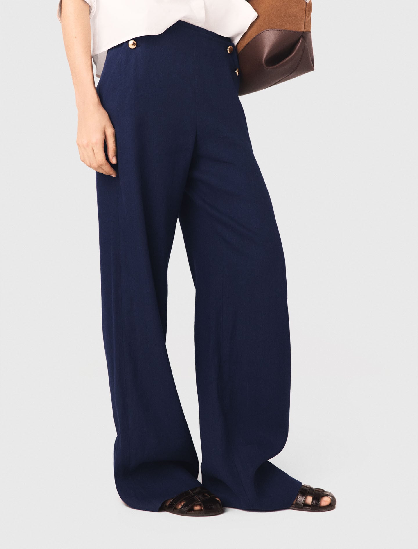 Maje Linen-blend sailor trousers