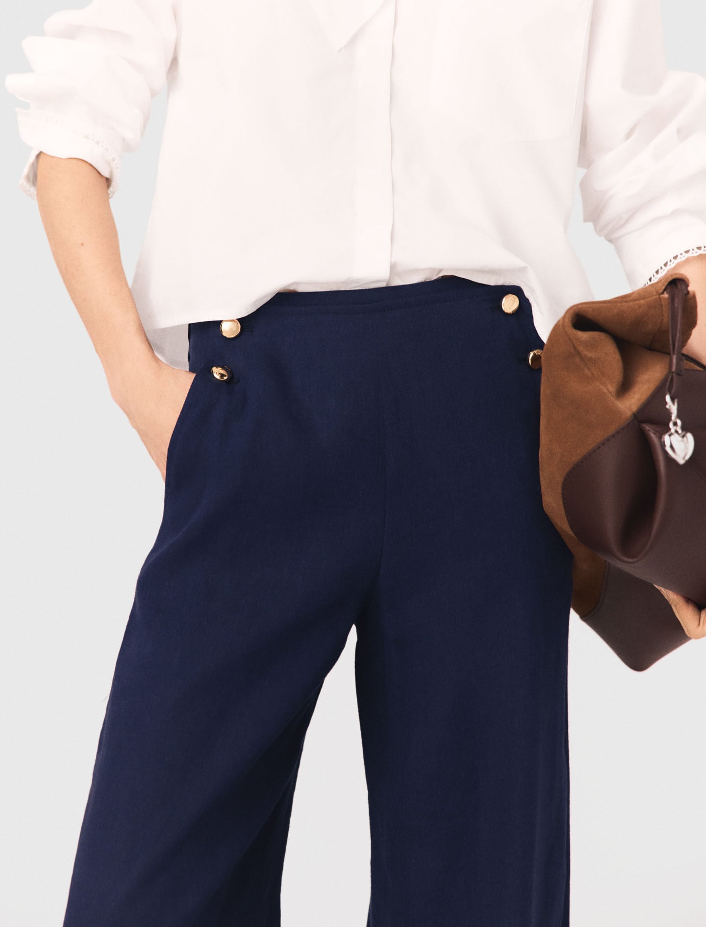 Maje Linen-blend sailor trousers