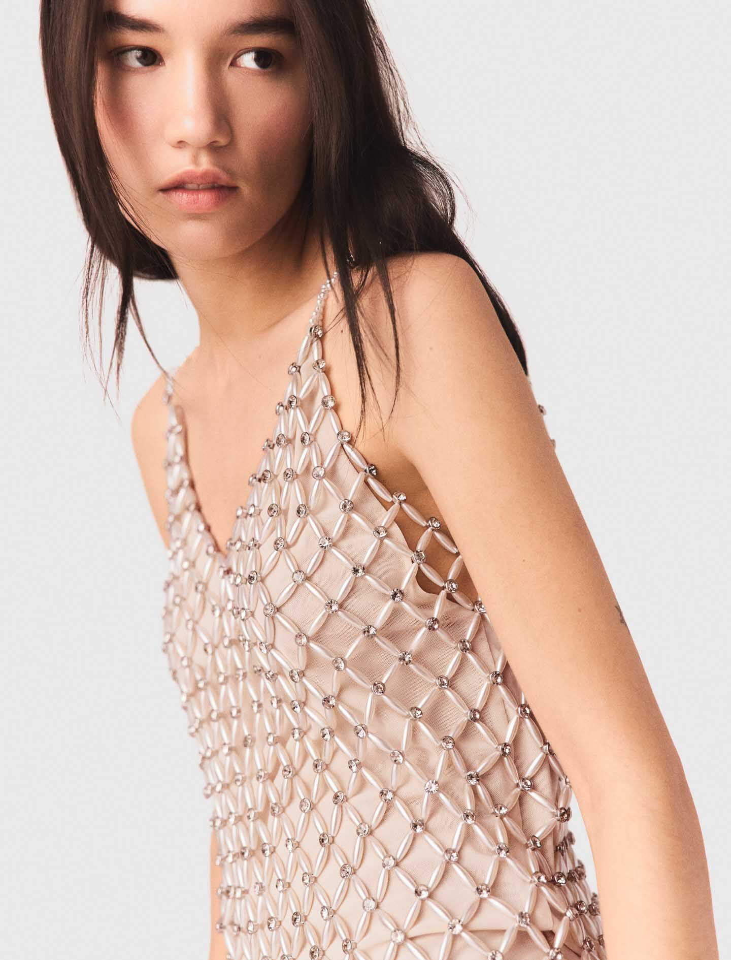 Maje Short Beaded Dress With Lining