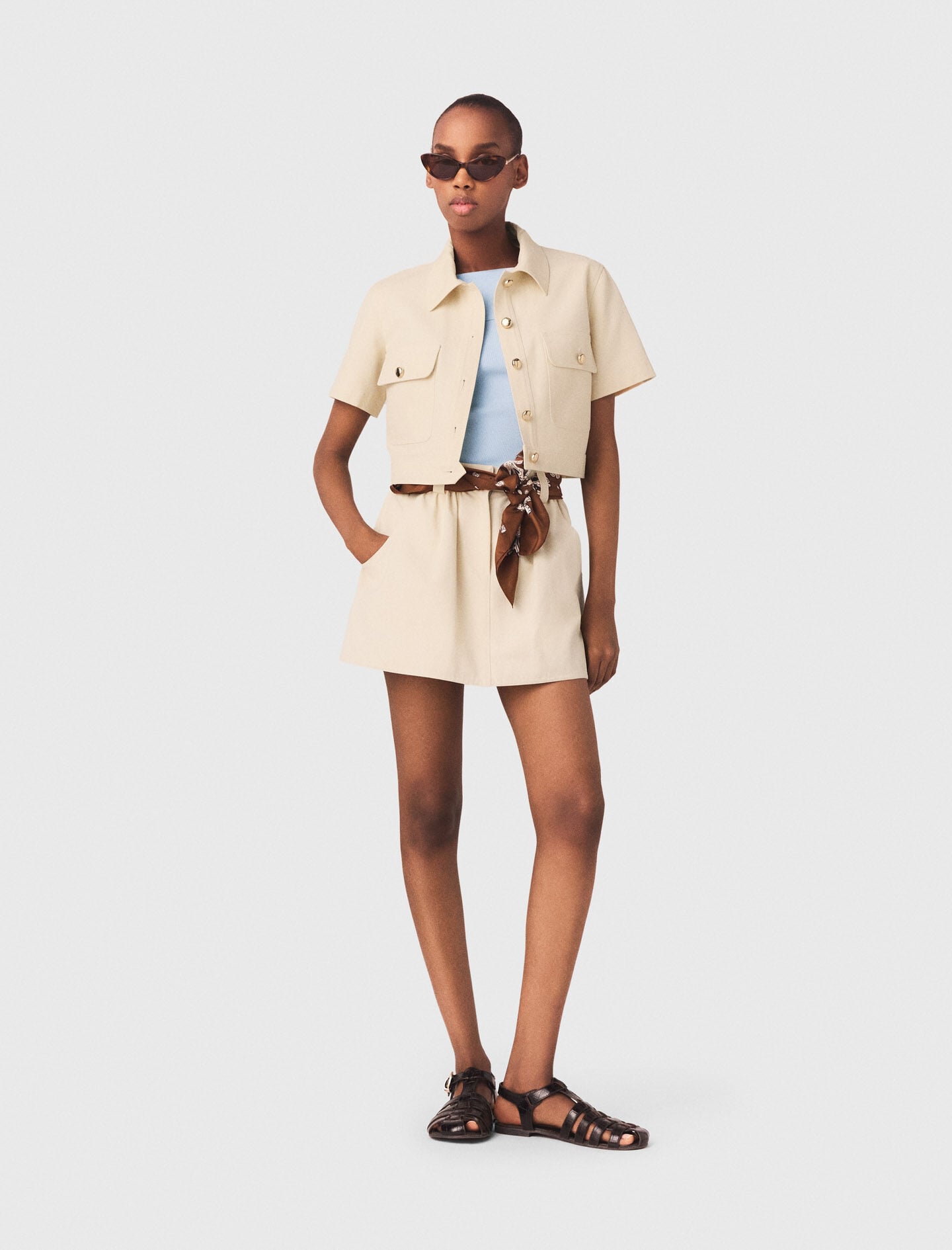 Maje Short-sleeved cropped jacket