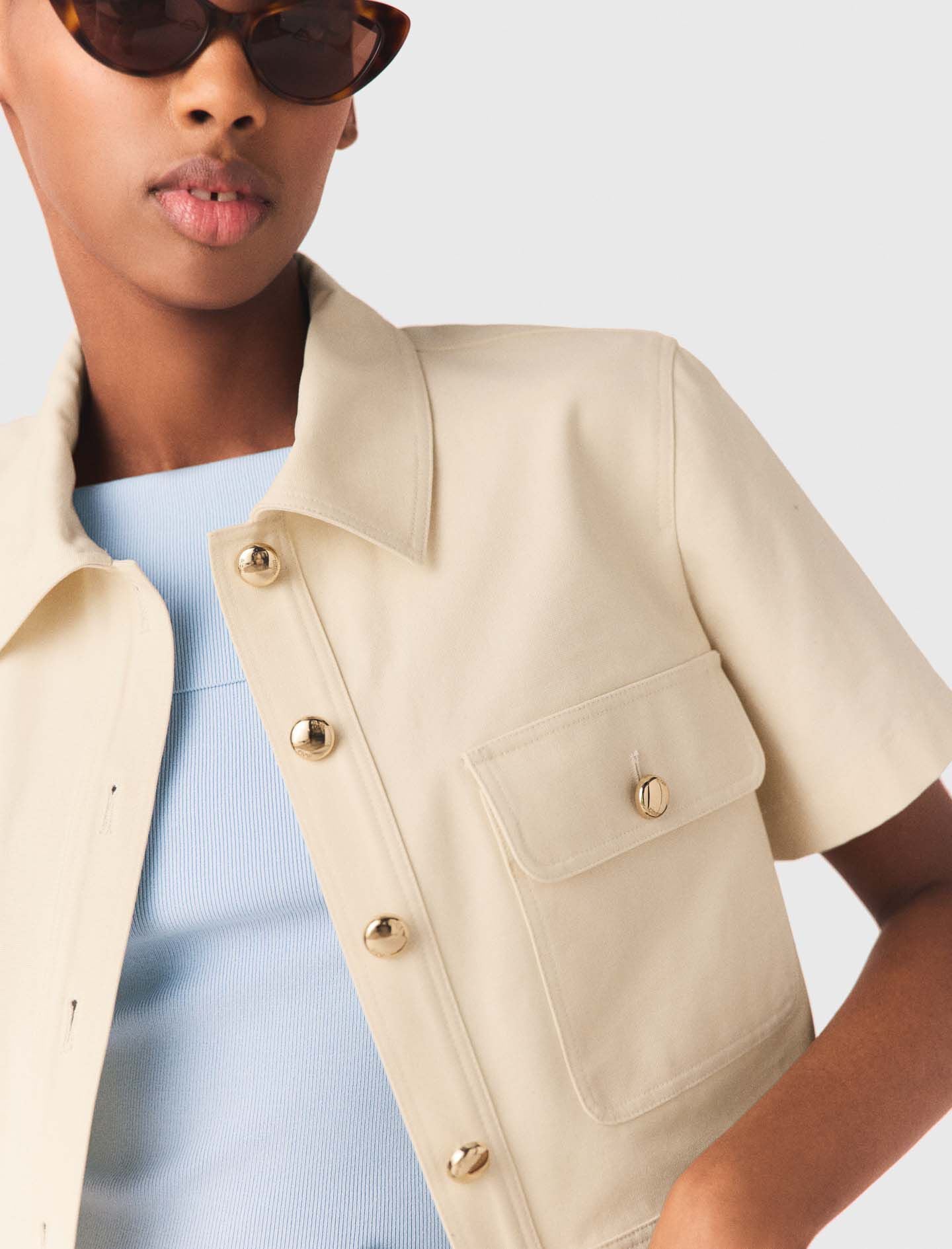Maje Short-sleeved cropped jacket