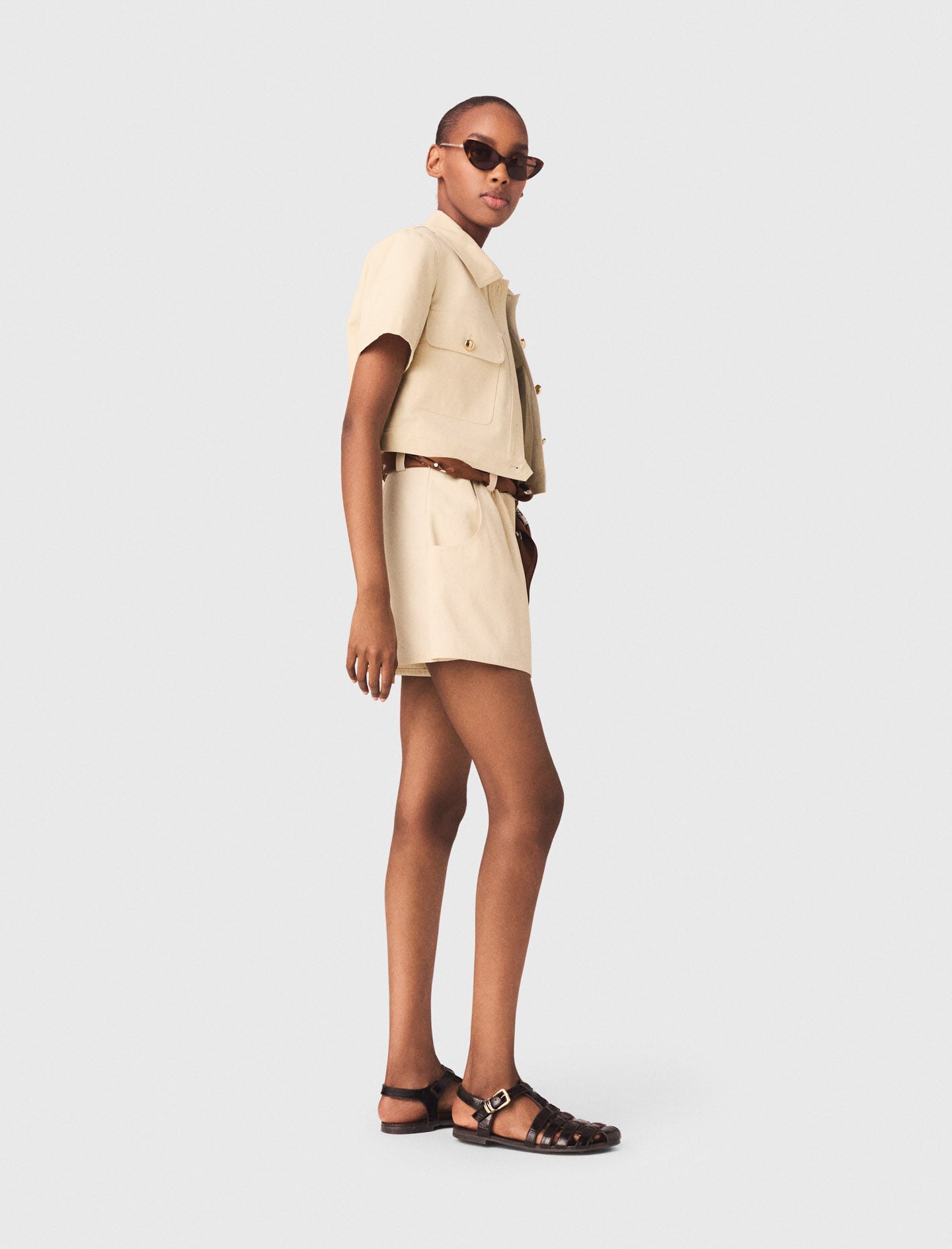 Maje Short-sleeved cropped jacket