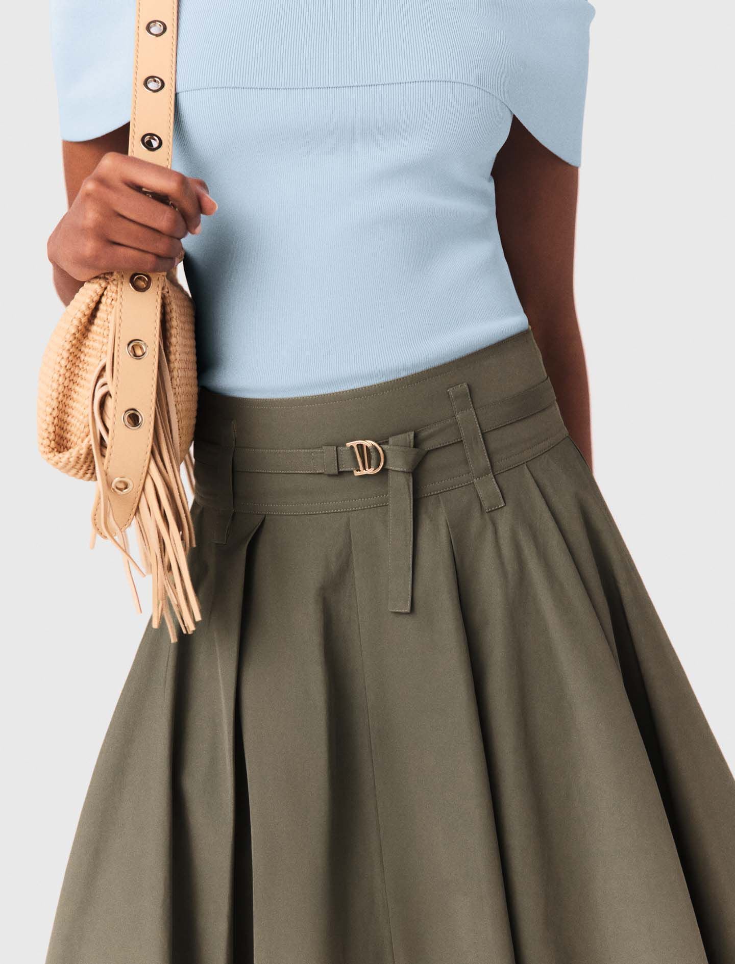 Maje Cotton pleated maxi skirt