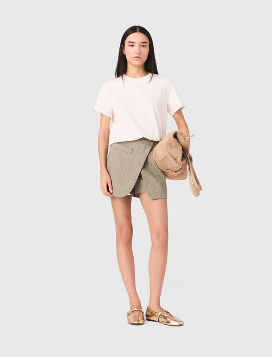 Maje Layered linen blend shorts