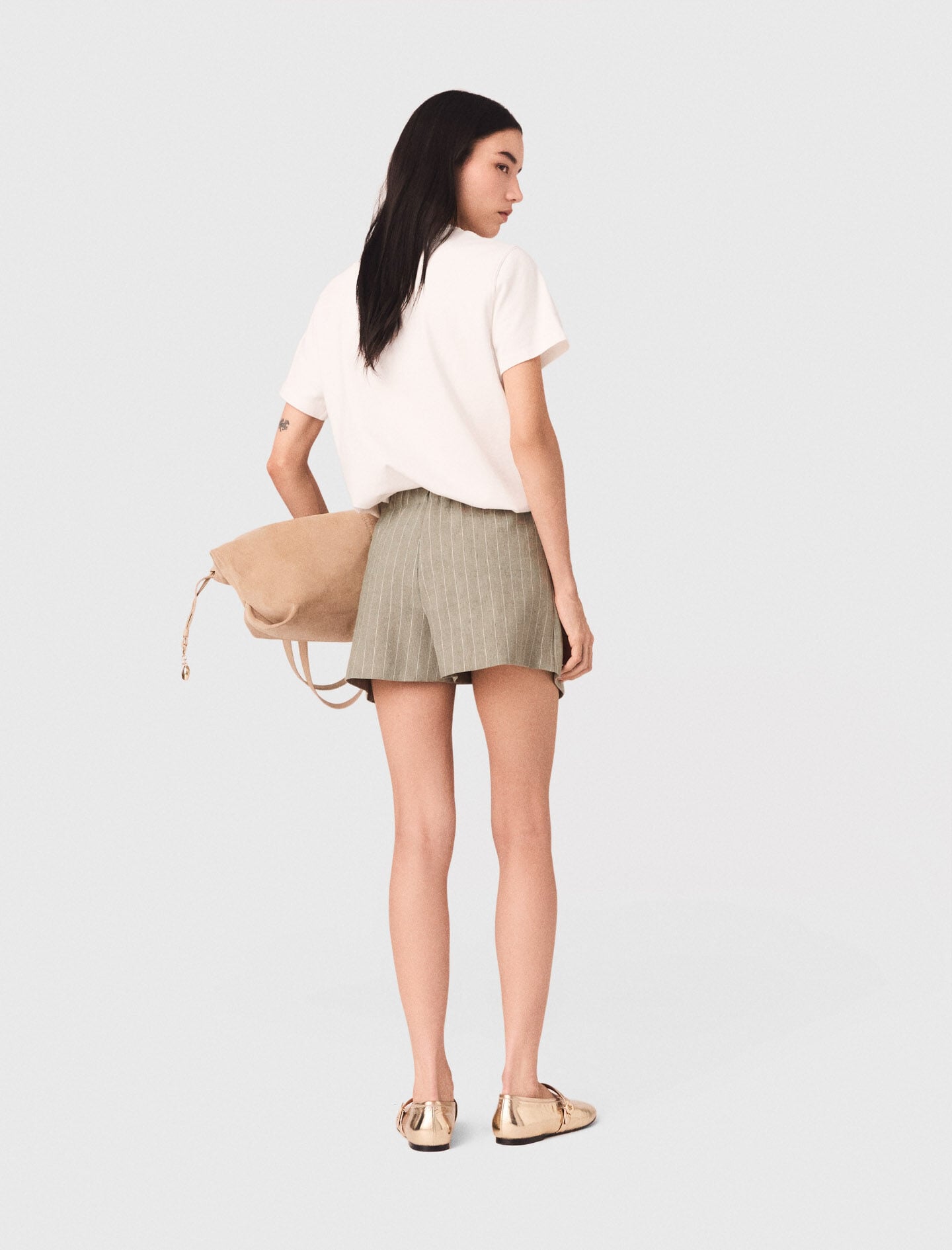 Maje Layered linen blend shorts