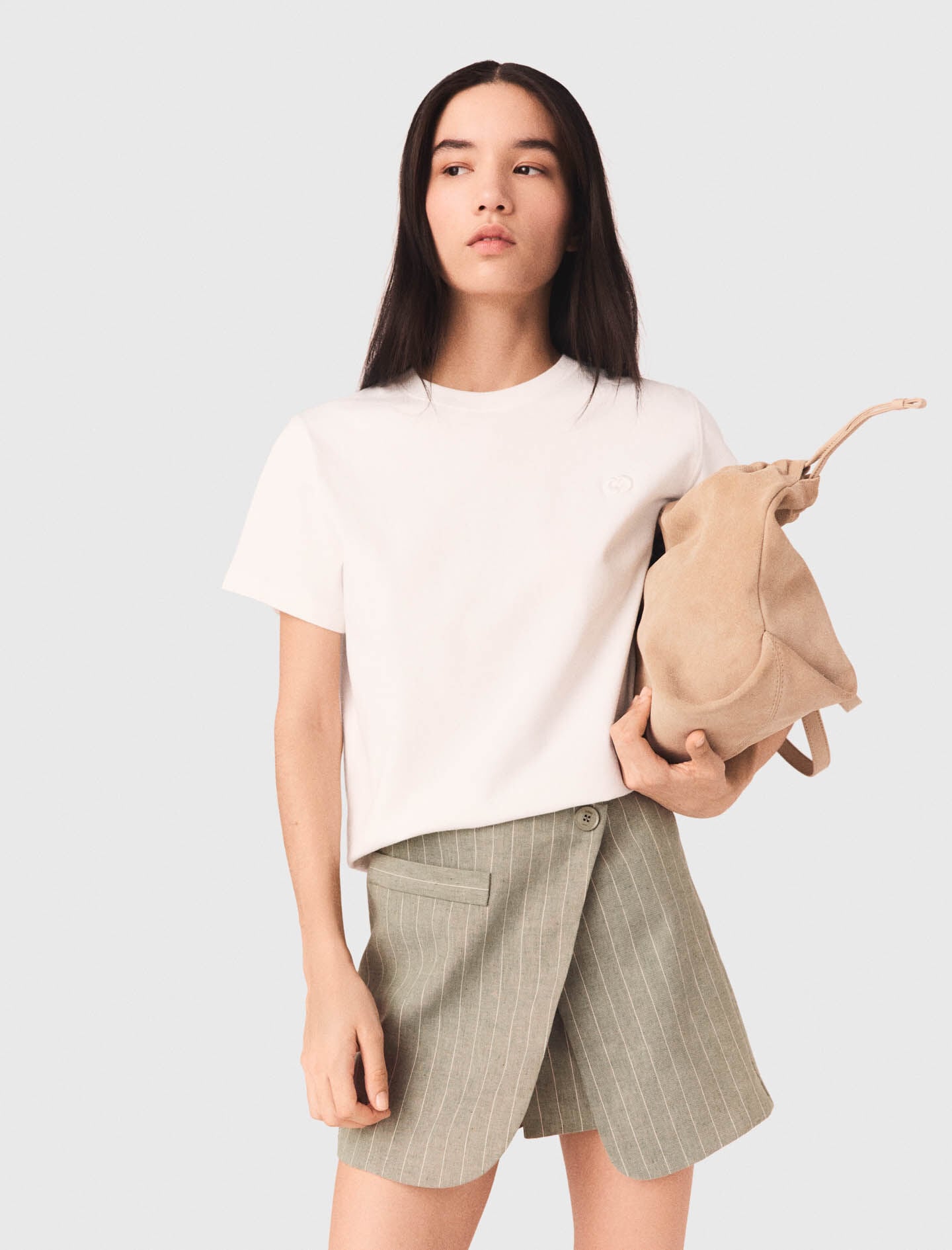 Maje Layered linen blend shorts
