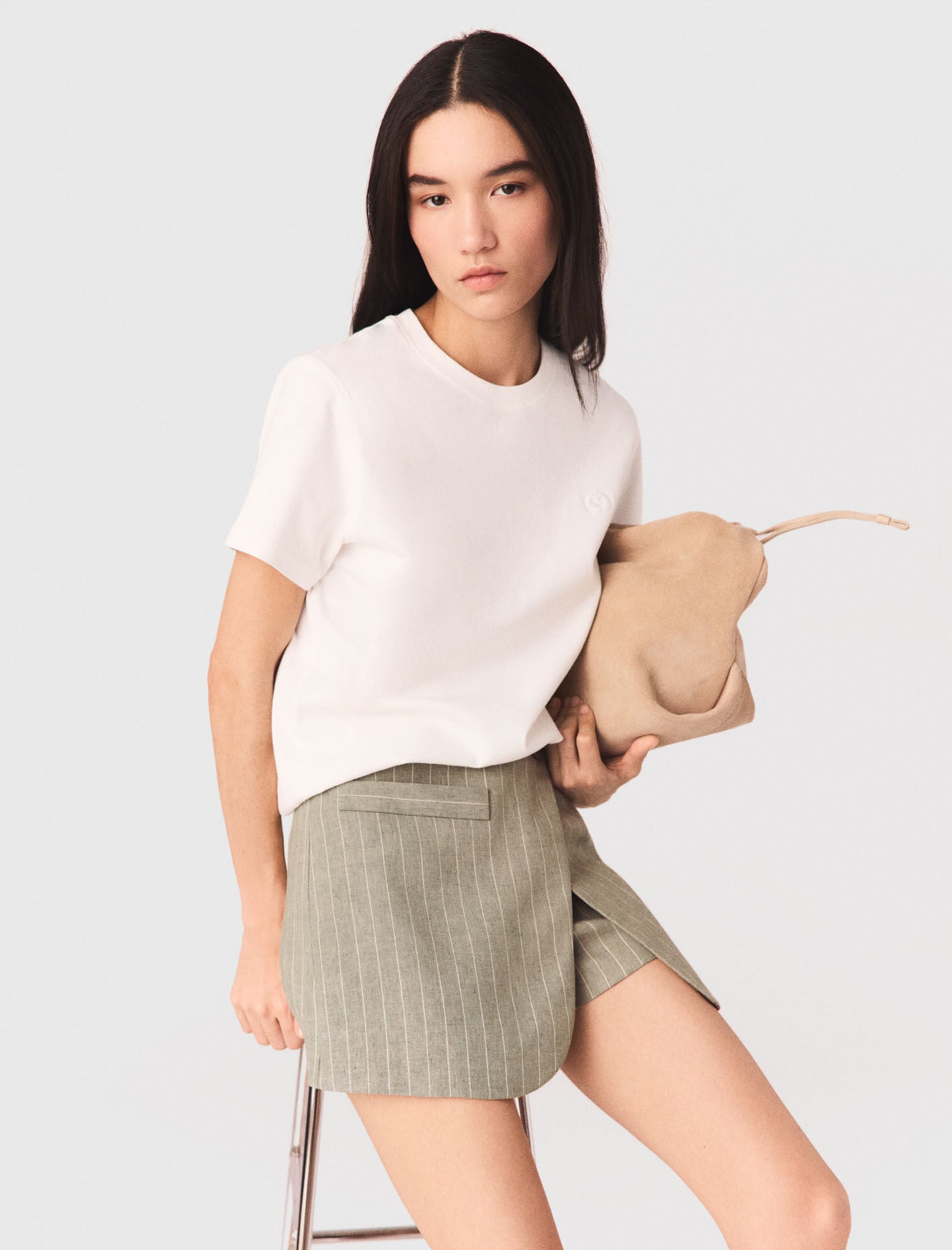 Maje Layered linen blend shorts