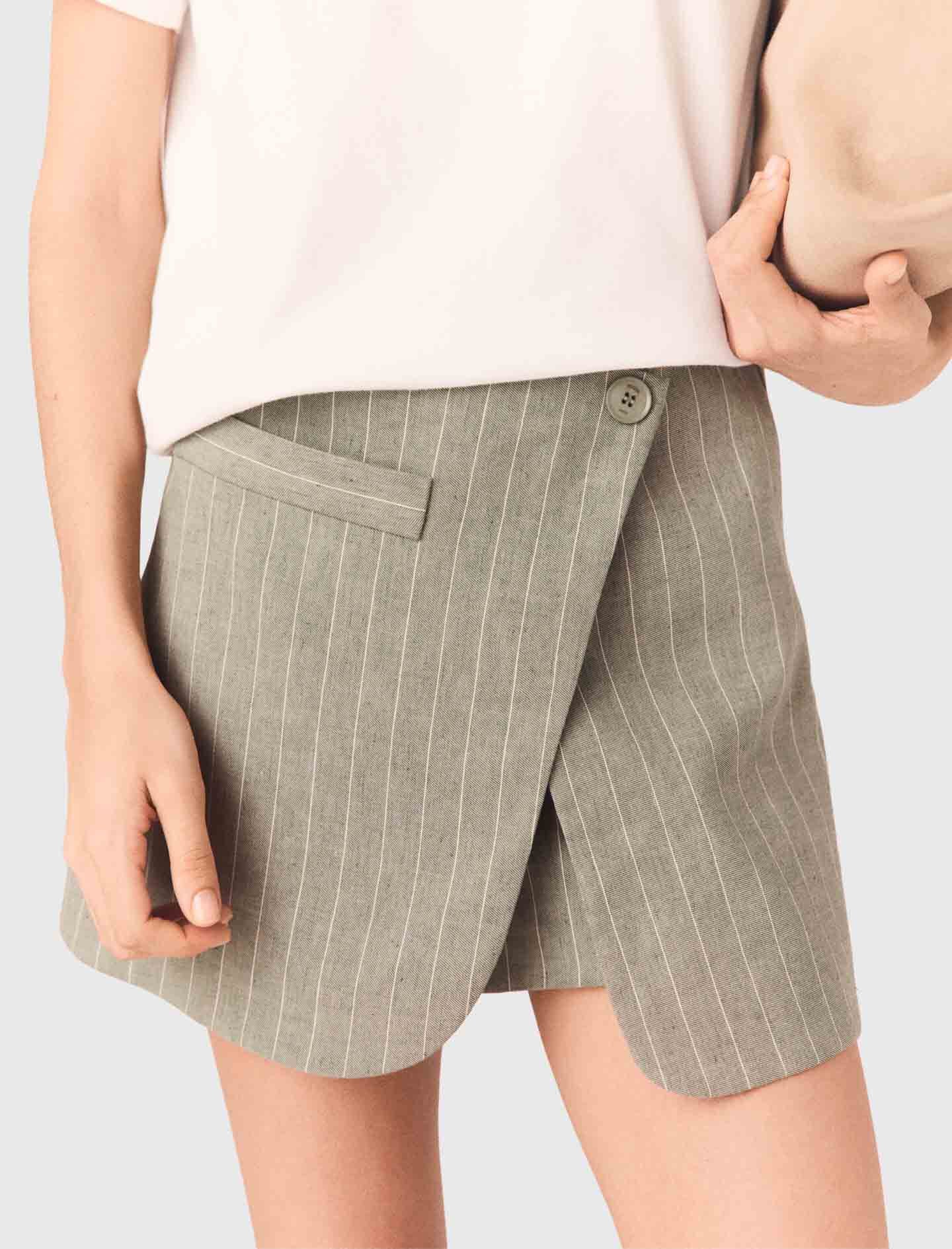 Maje Layered linen blend shorts