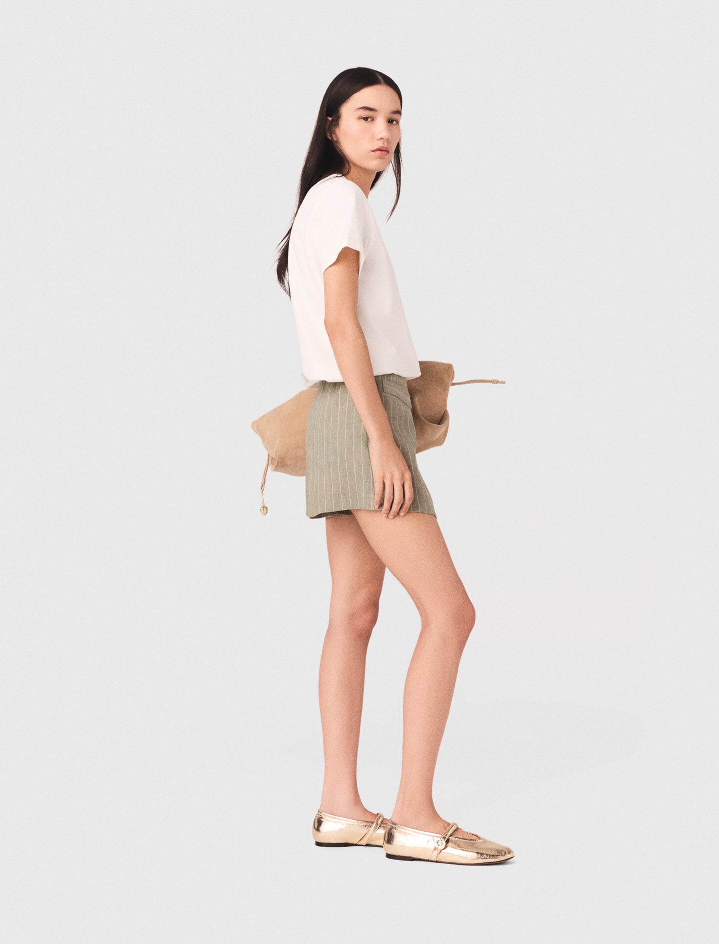Maje Layered linen blend shorts