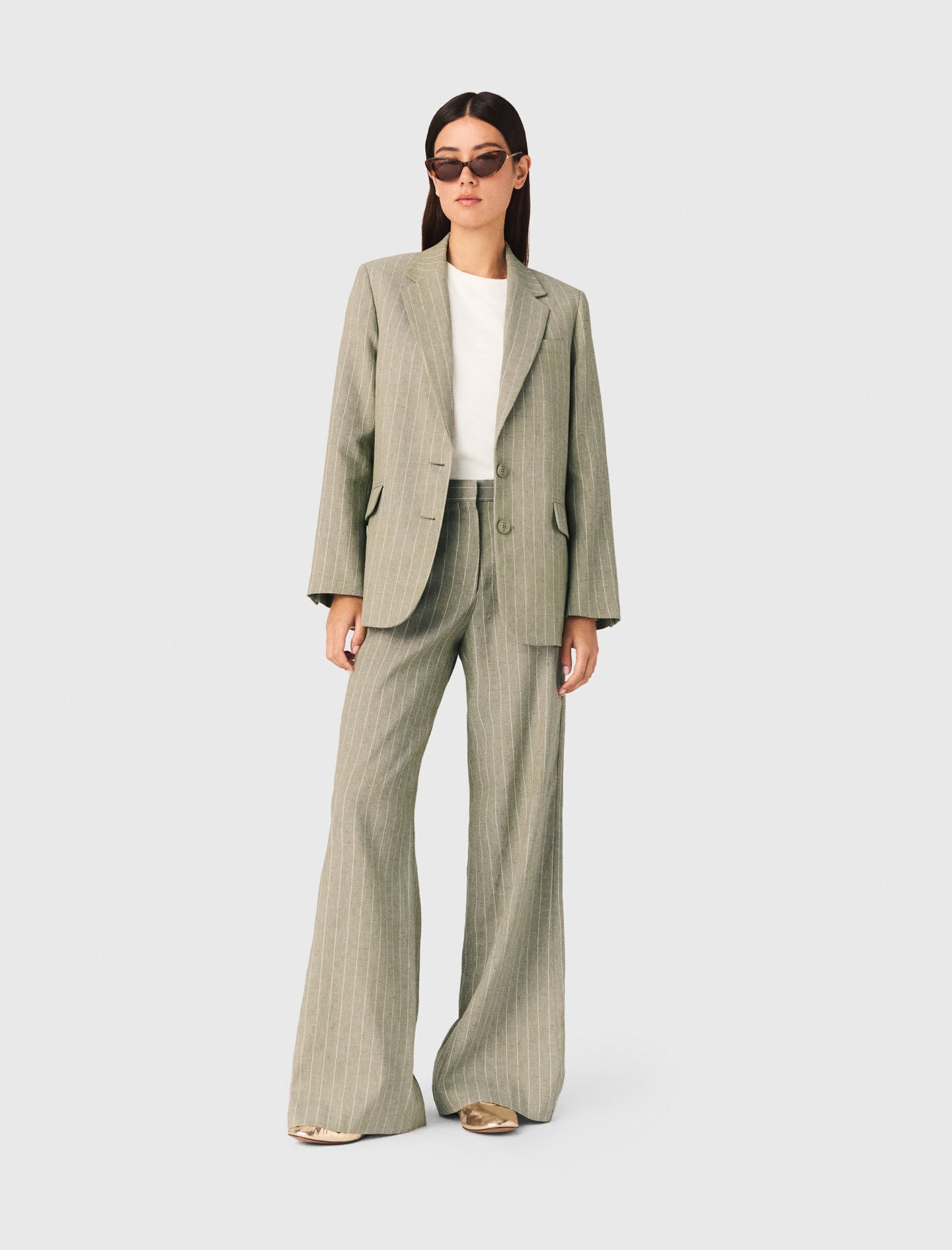 Maje Linen-blend suit trousers