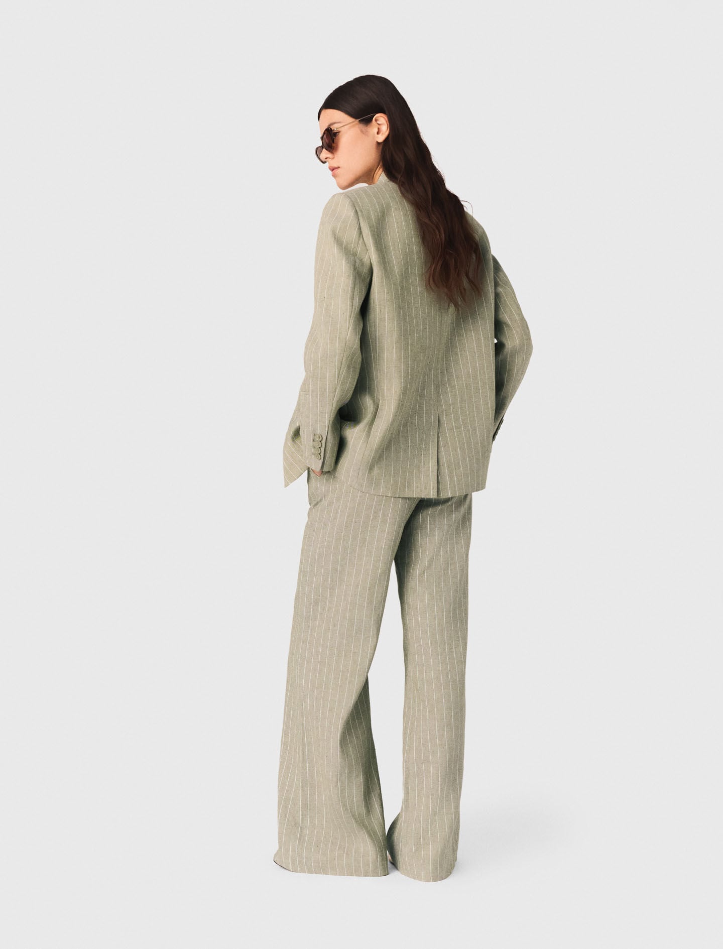Maje Linen-blend suit trousers