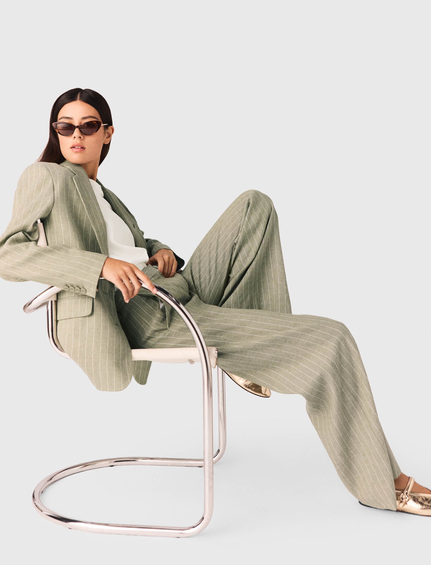 Maje Linen-blend suit trousers