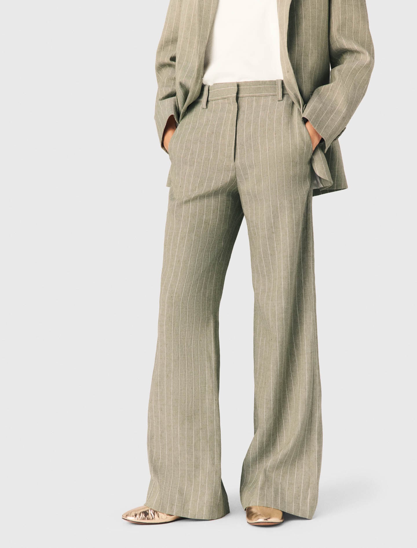 Maje Linen-blend suit trousers