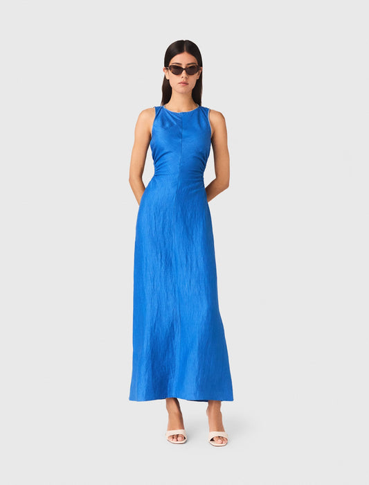 Maje Backless Linen-Blend Midi Dress