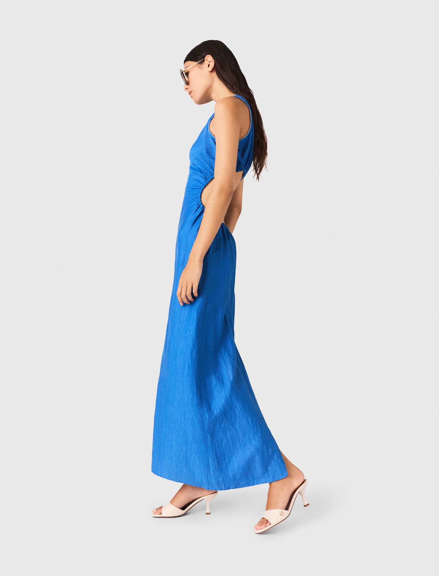 Maje Backless Linen-Blend Midi Dress