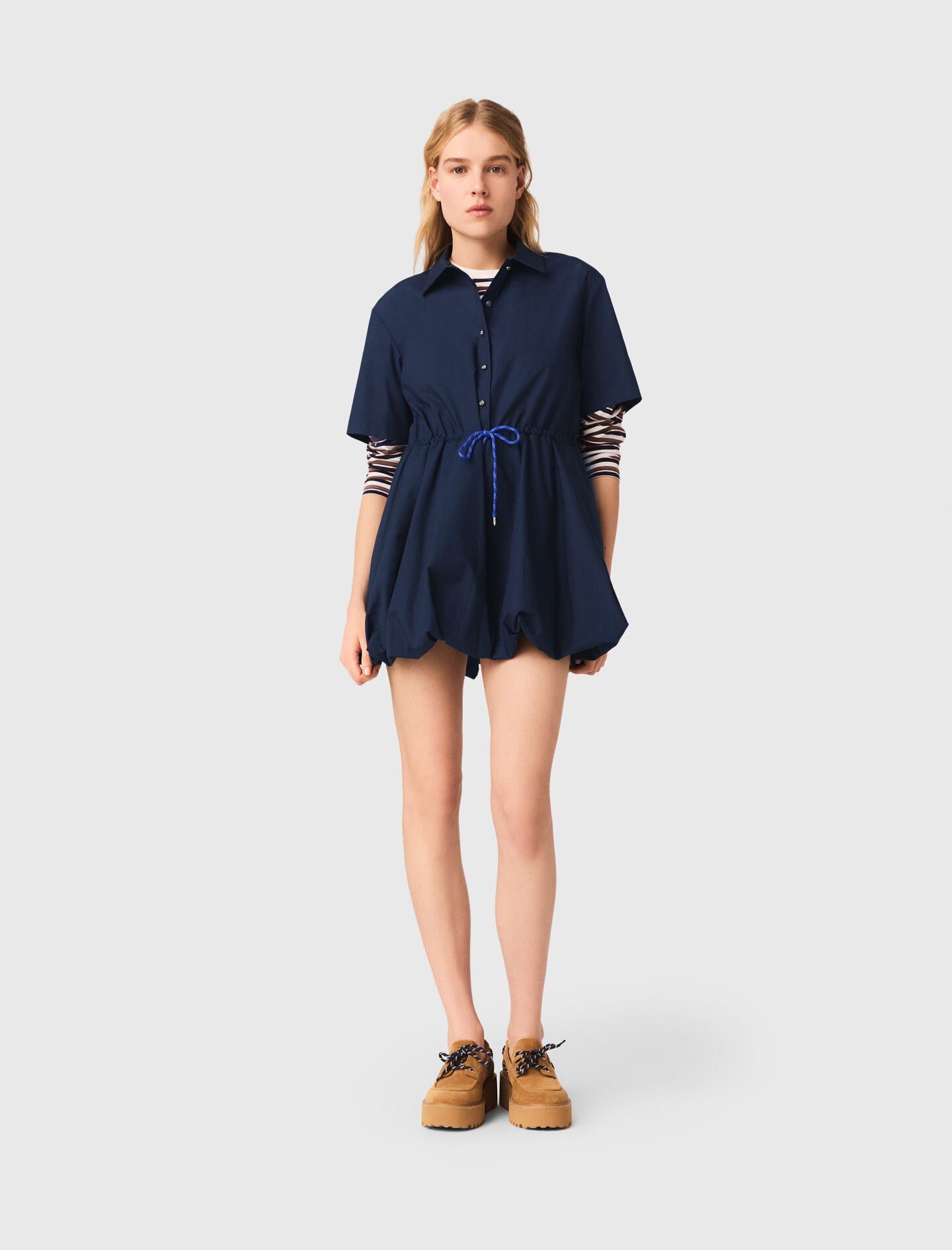 Maje Short-sleeved cotton bubble dress