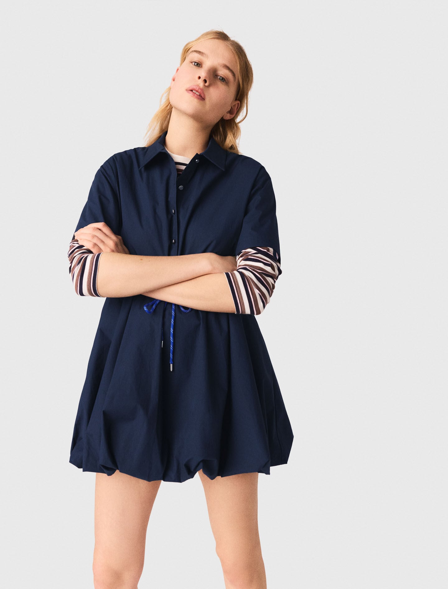 Maje Short-sleeved cotton bubble dress