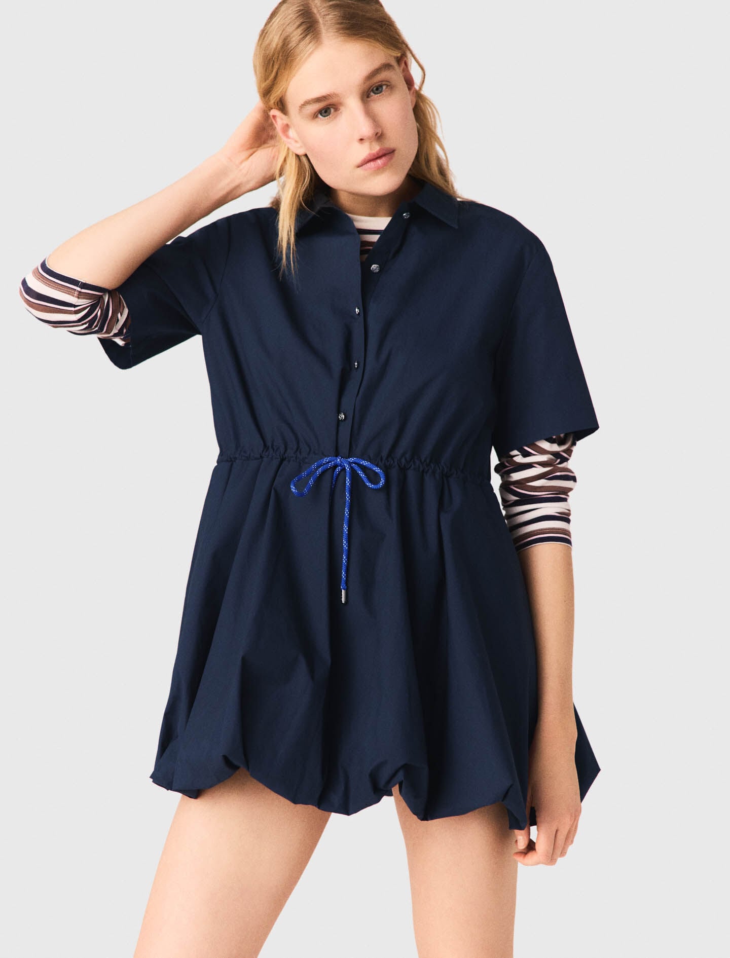 Maje Short-sleeved cotton bubble dress