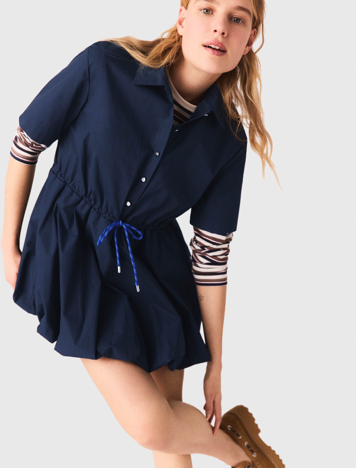 Maje Short-sleeved cotton bubble dress