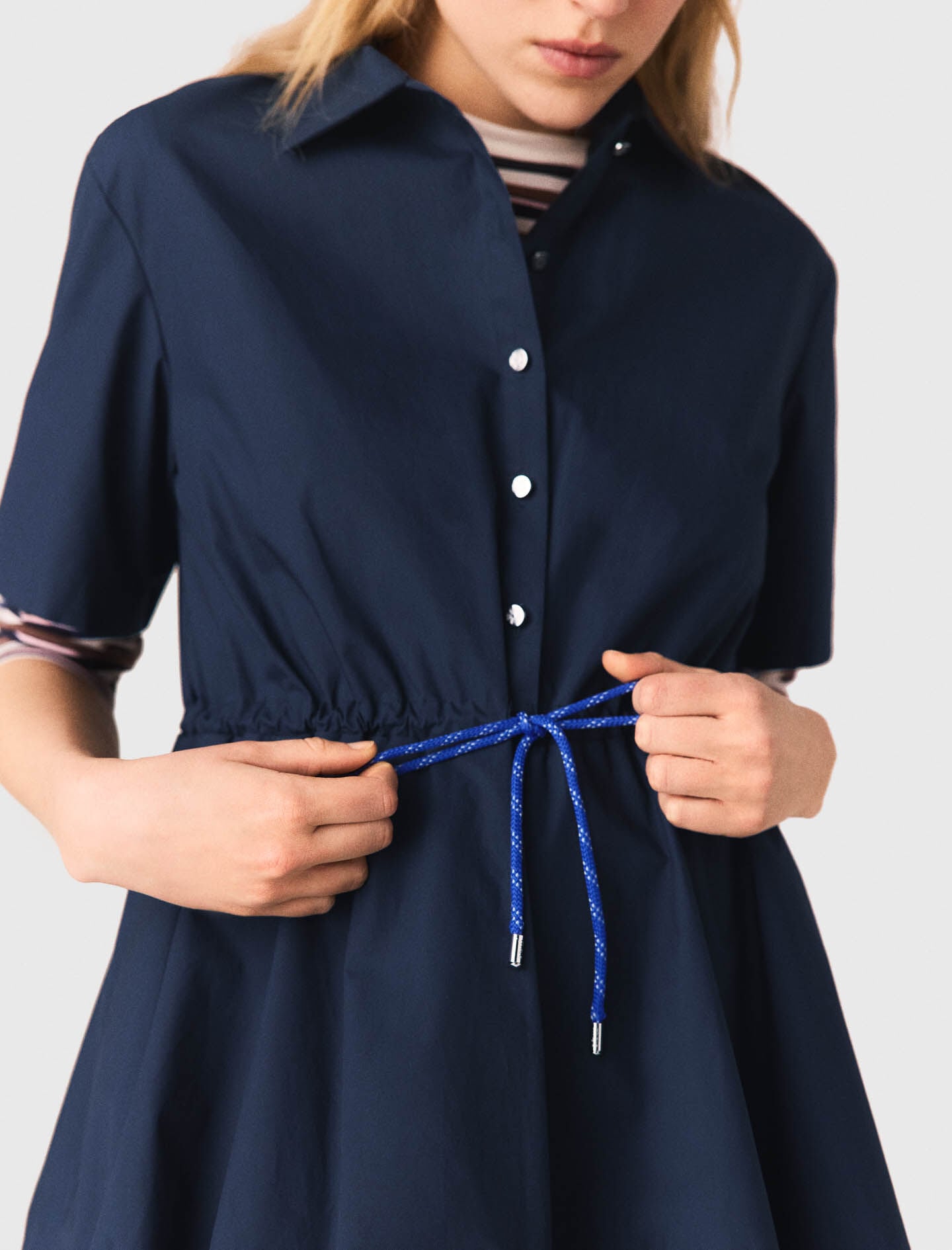 Maje Short-sleeved cotton bubble dress