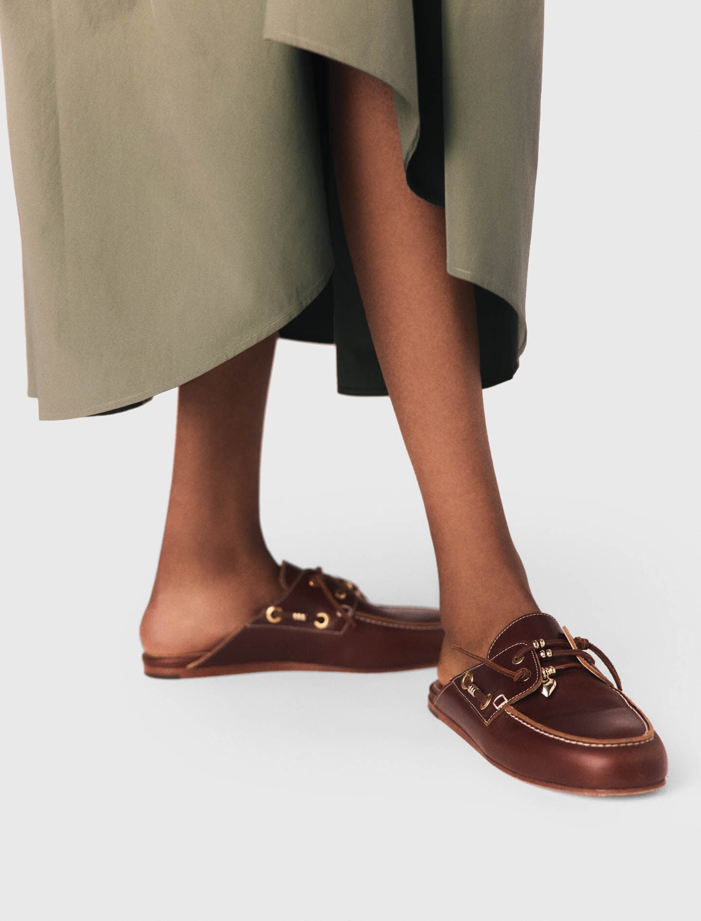 Maje Leather boat mules