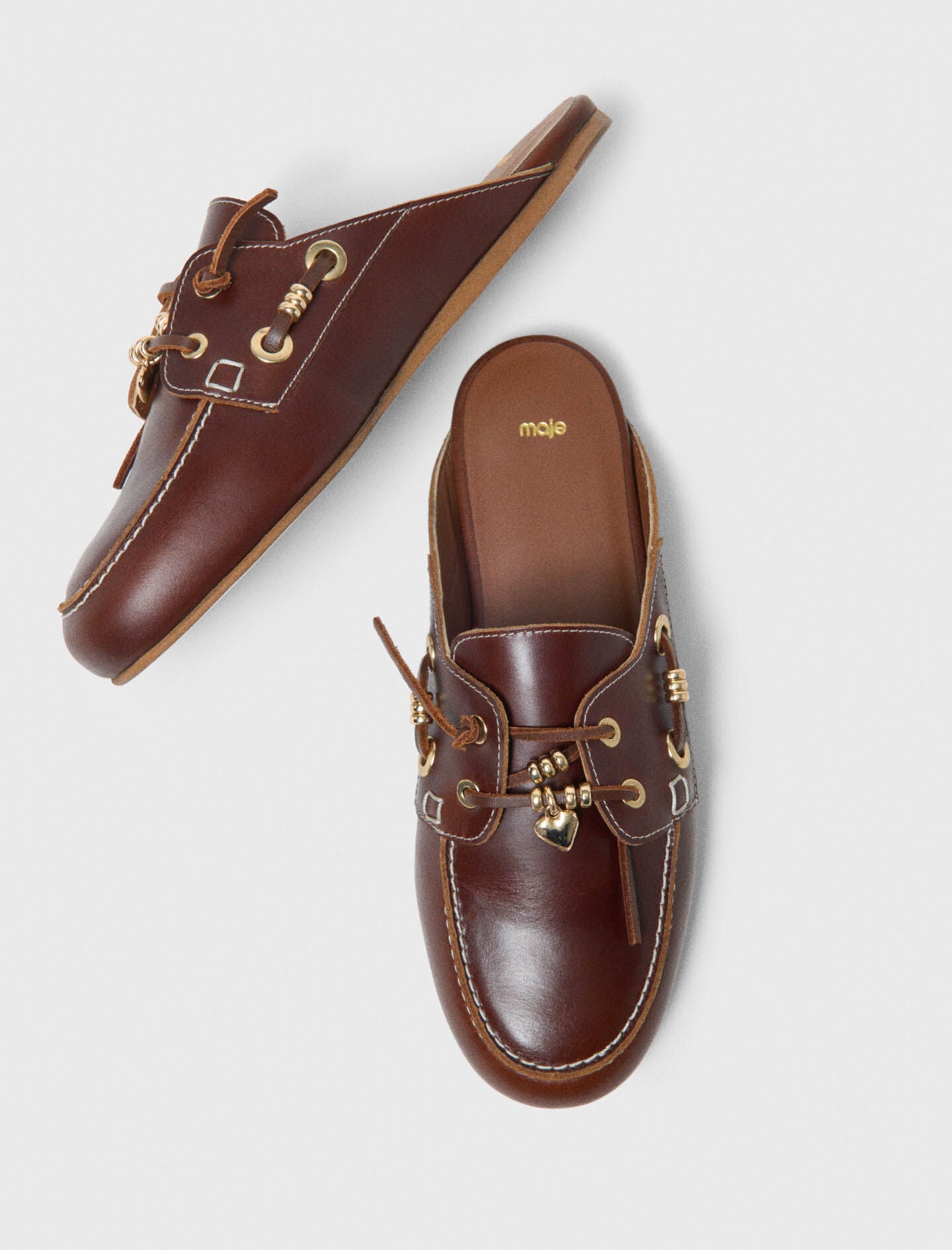Maje Leather boat mules