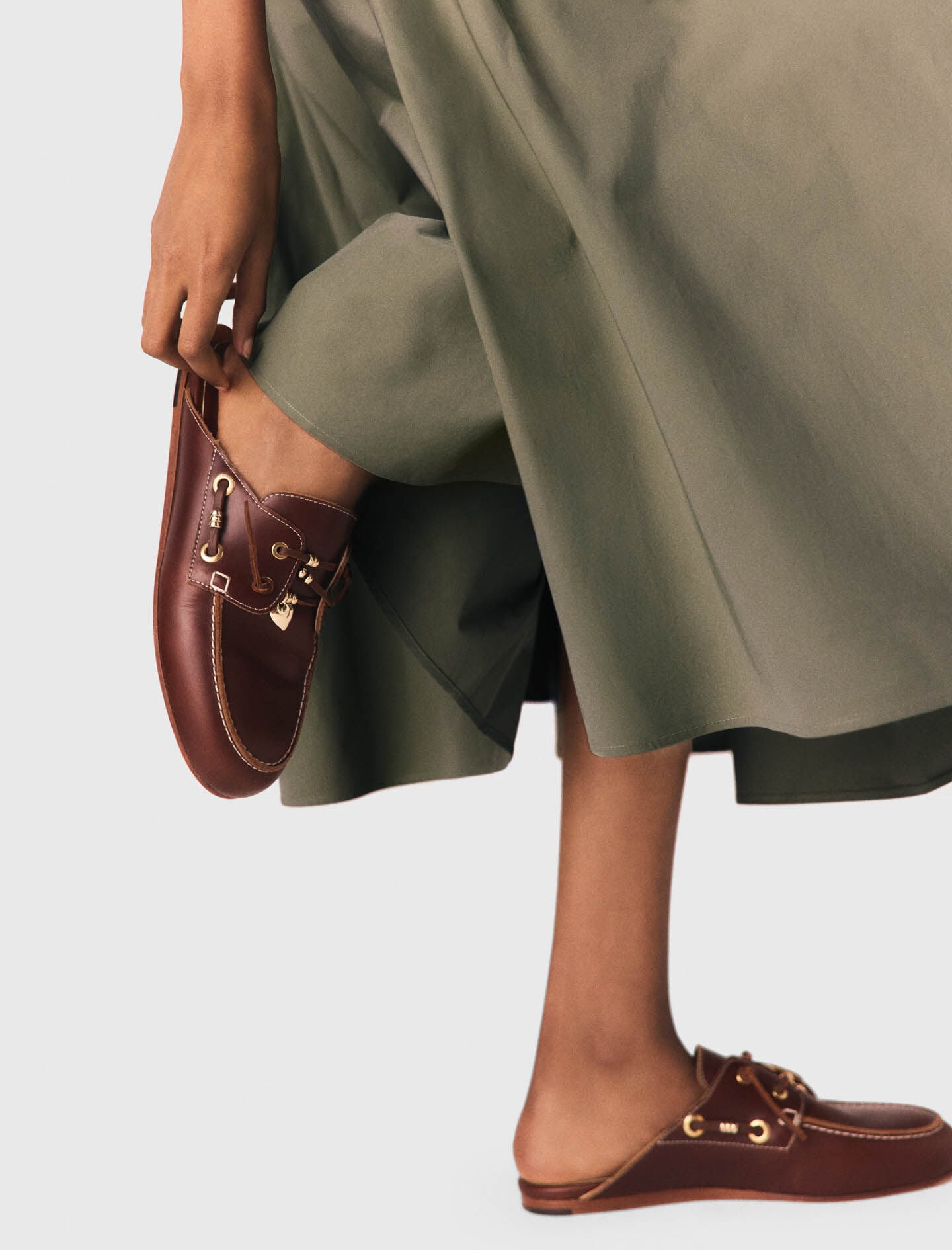 Maje Leather boat mules