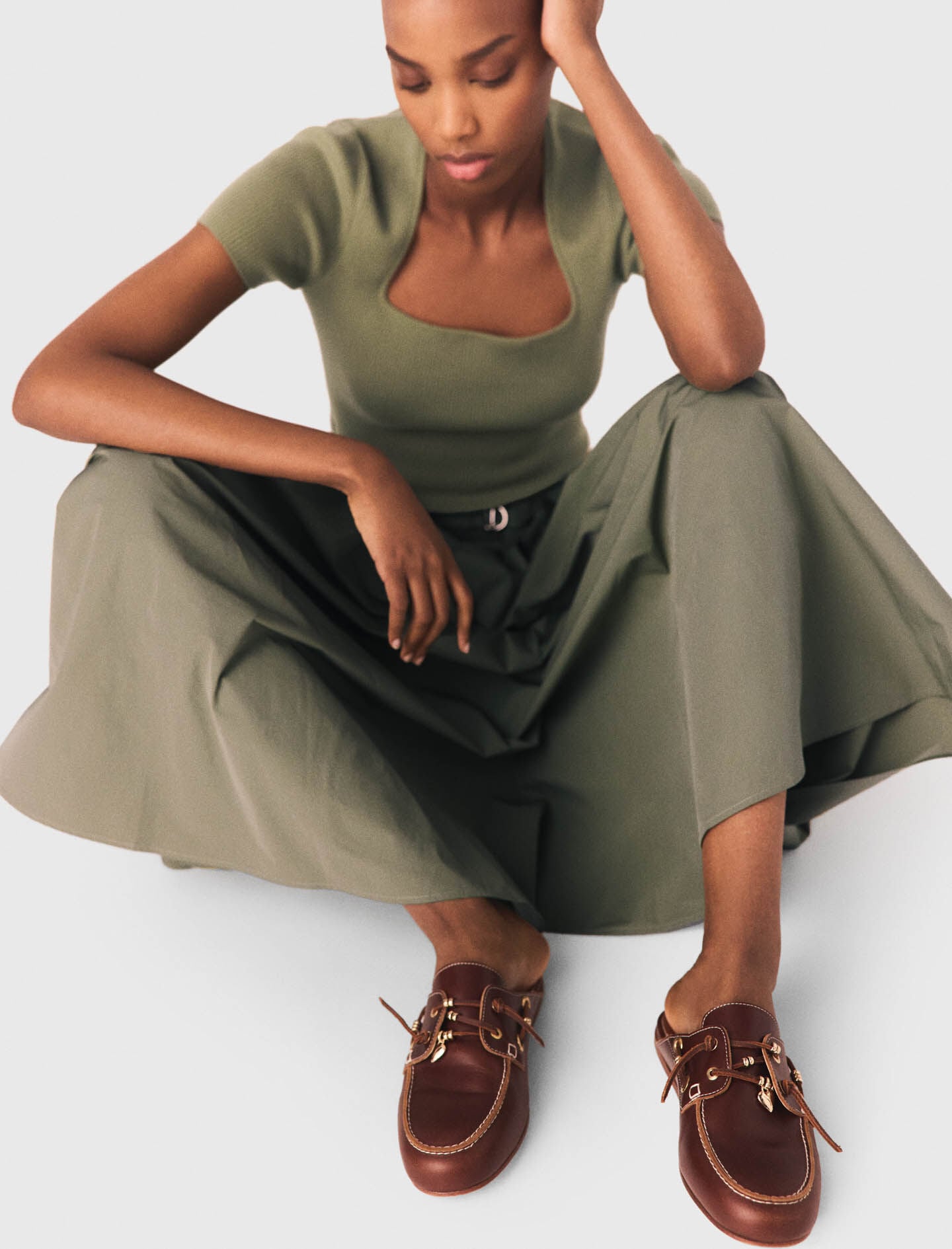 Maje Leather boat mules