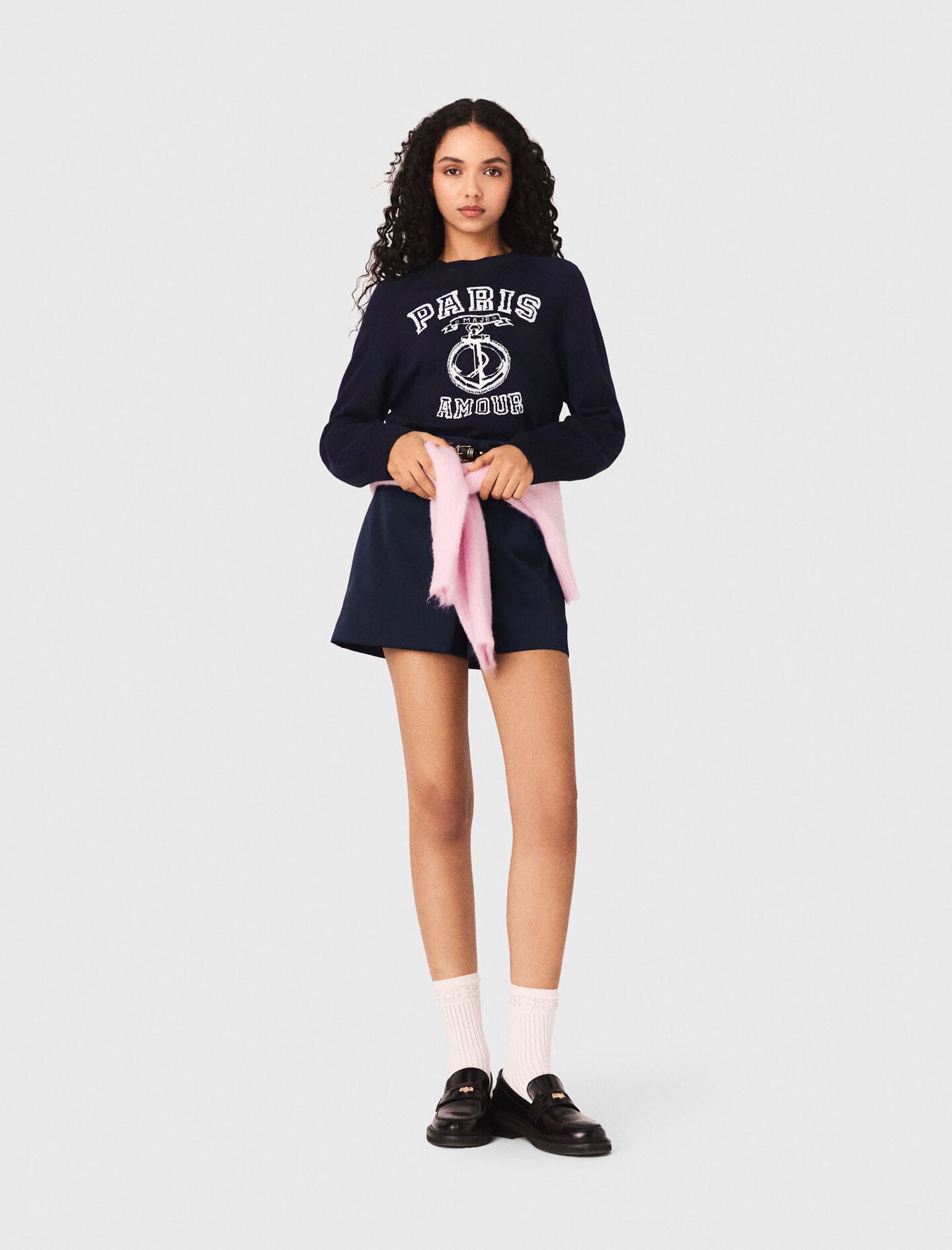Maje Round neck slogan sweater