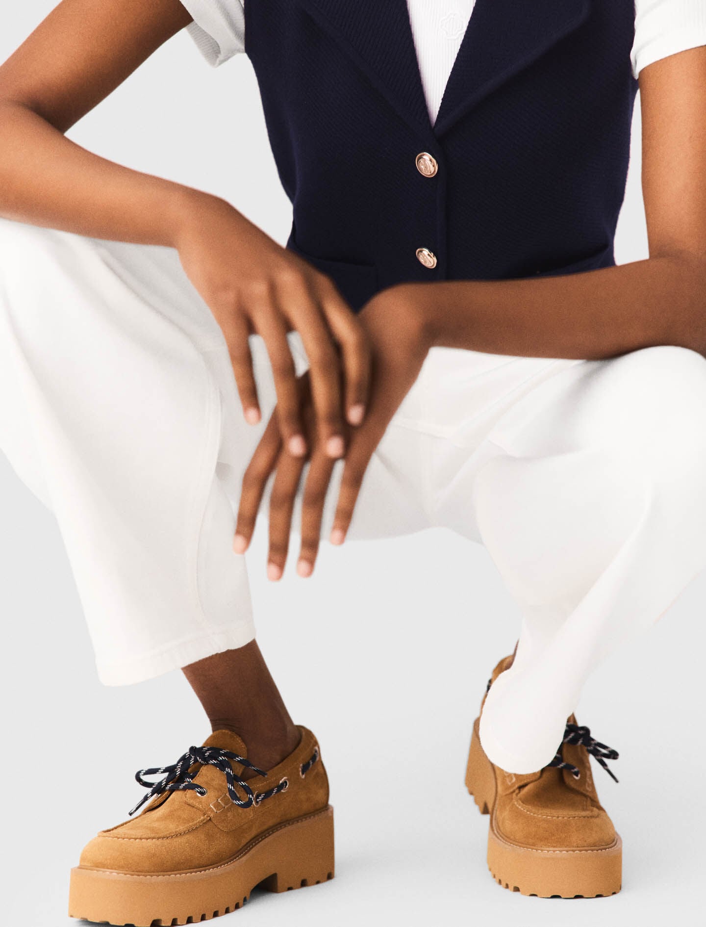 Maje Suede platform boat shoes