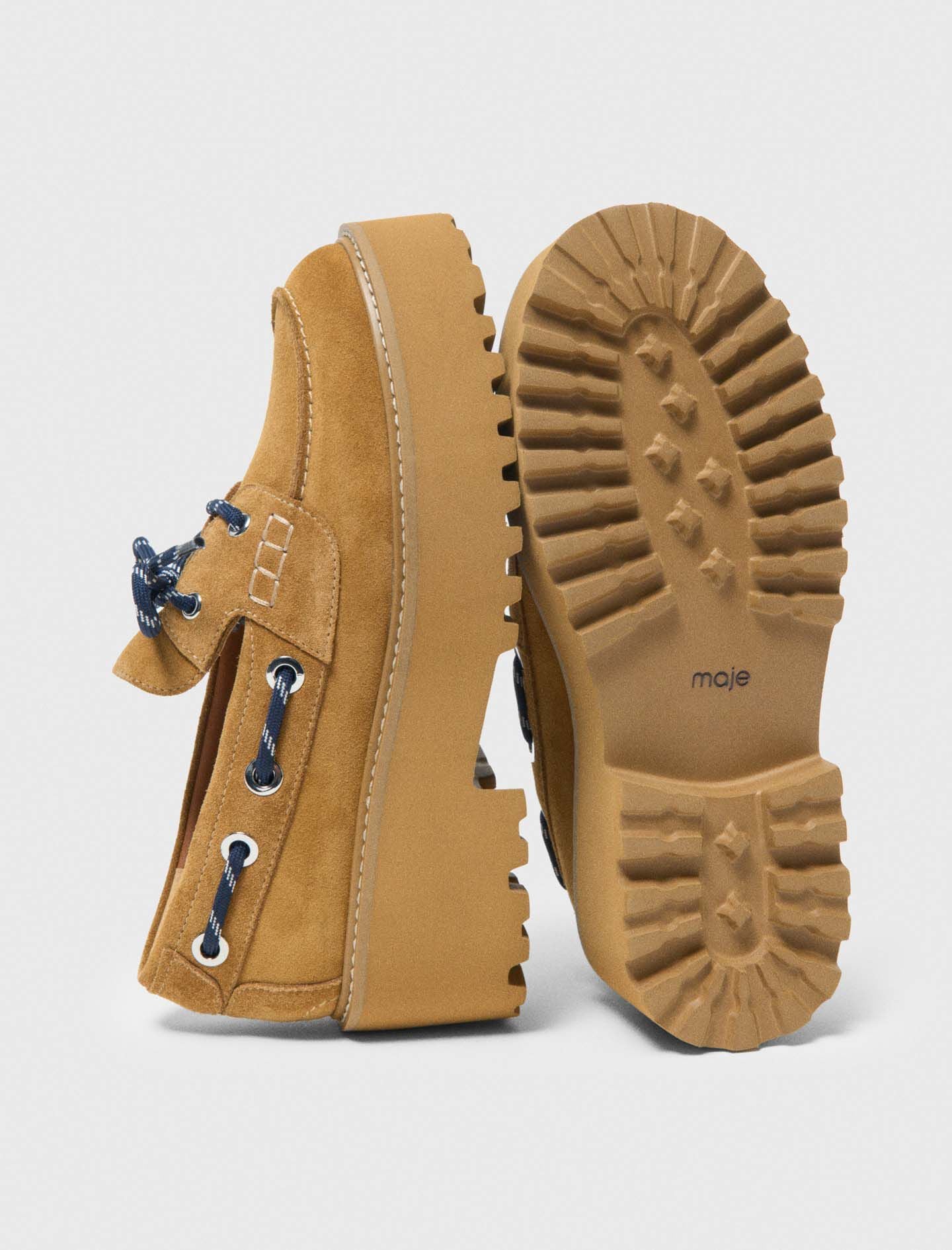 Maje Suede platform boat shoes