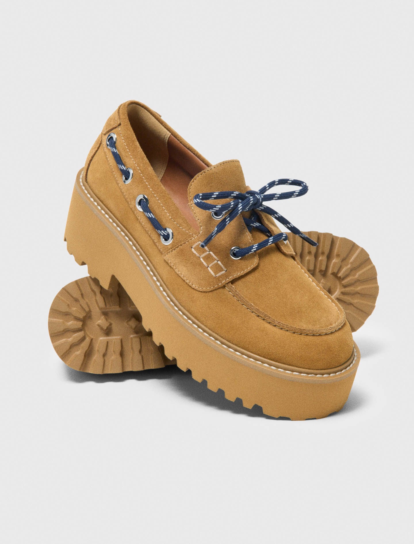 Maje Suede platform boat shoes