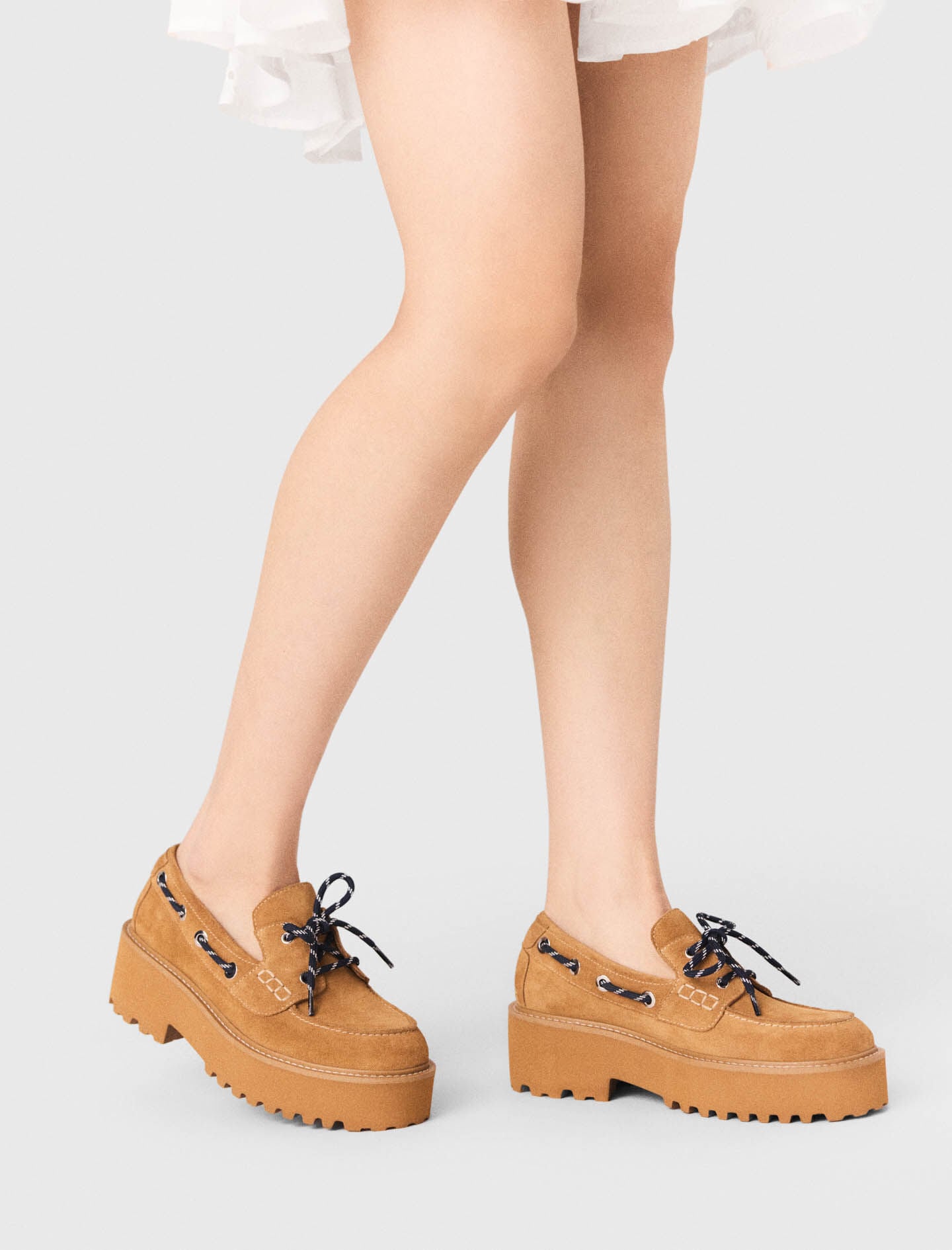 Maje Suede platform boat shoes