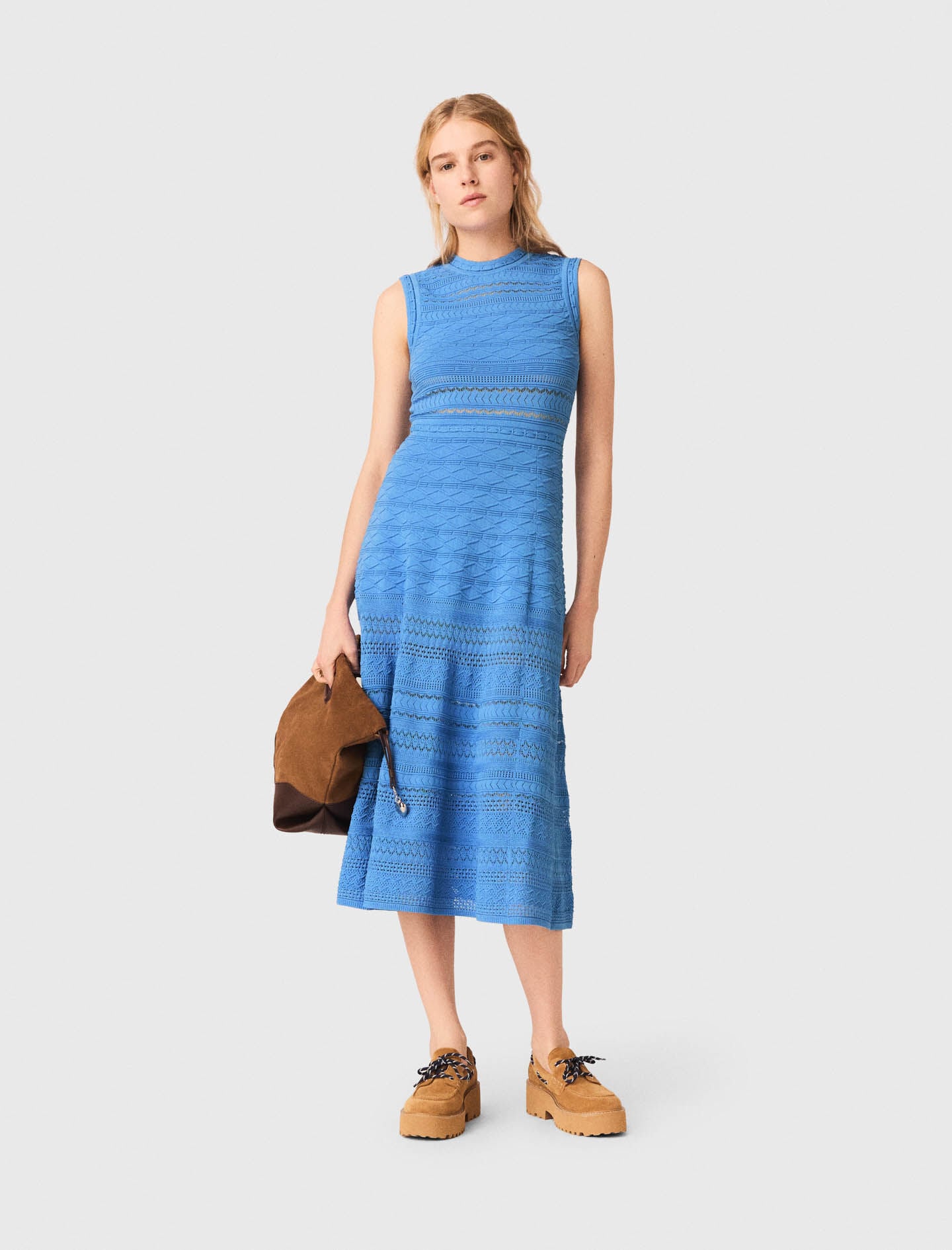 Maje Pointelle knit maxi dress