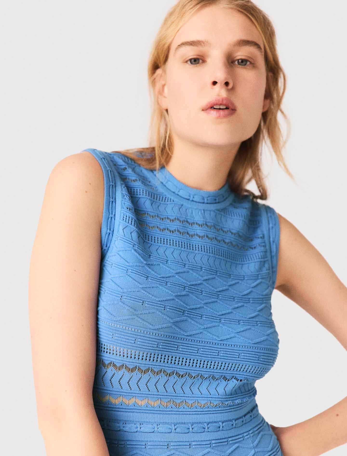 Maje Pointelle knit maxi dress