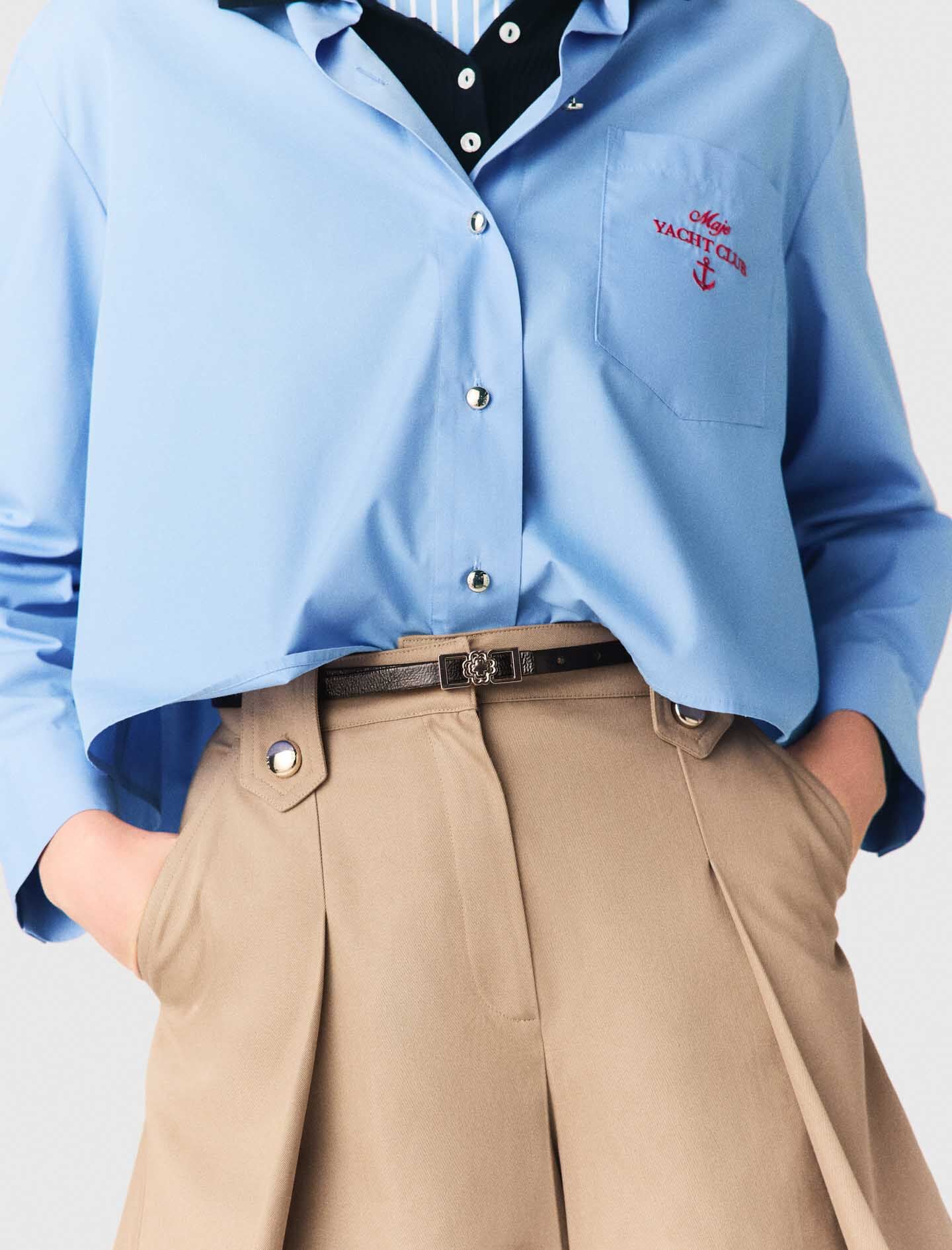 Maje Pleated cotton shorts
